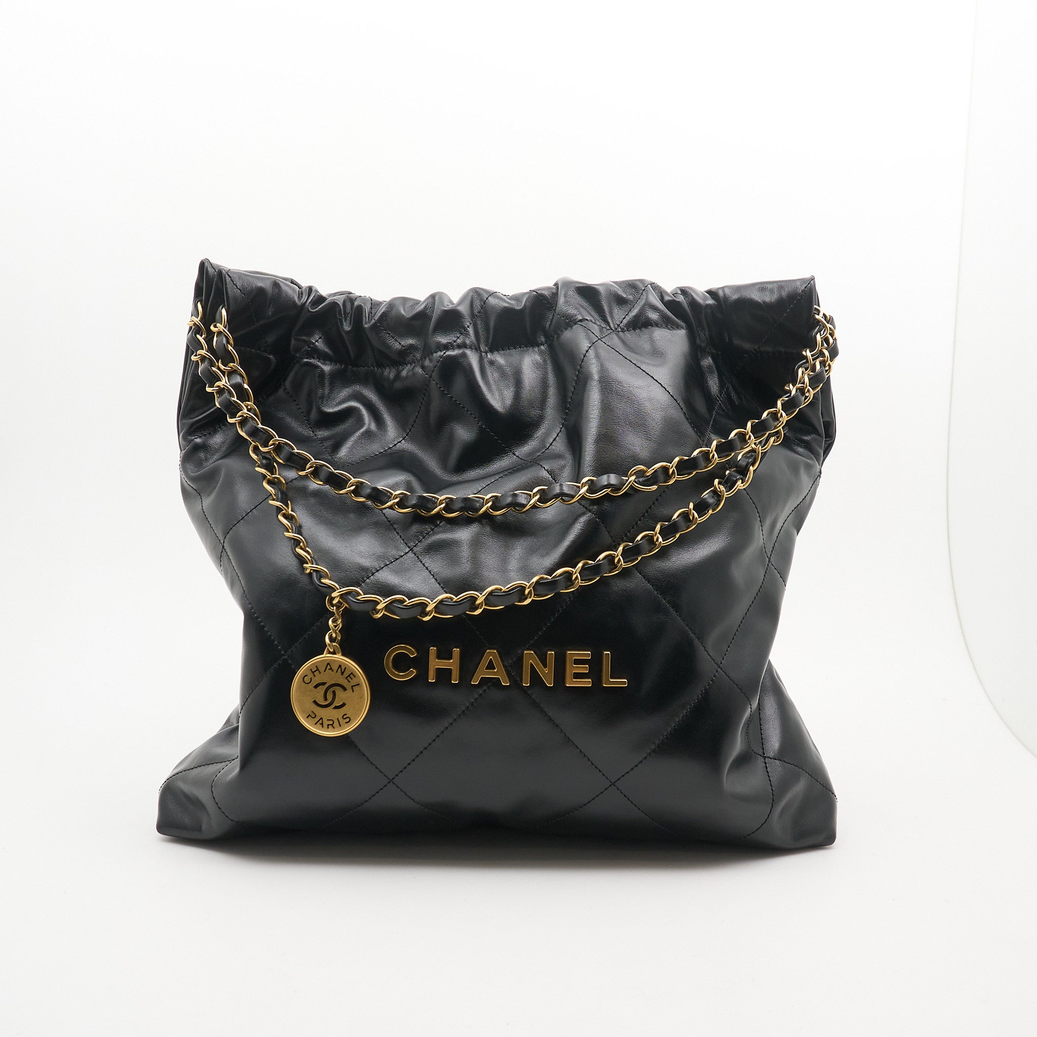 Chanel 22 Small Shiny Calfskin Black Bag