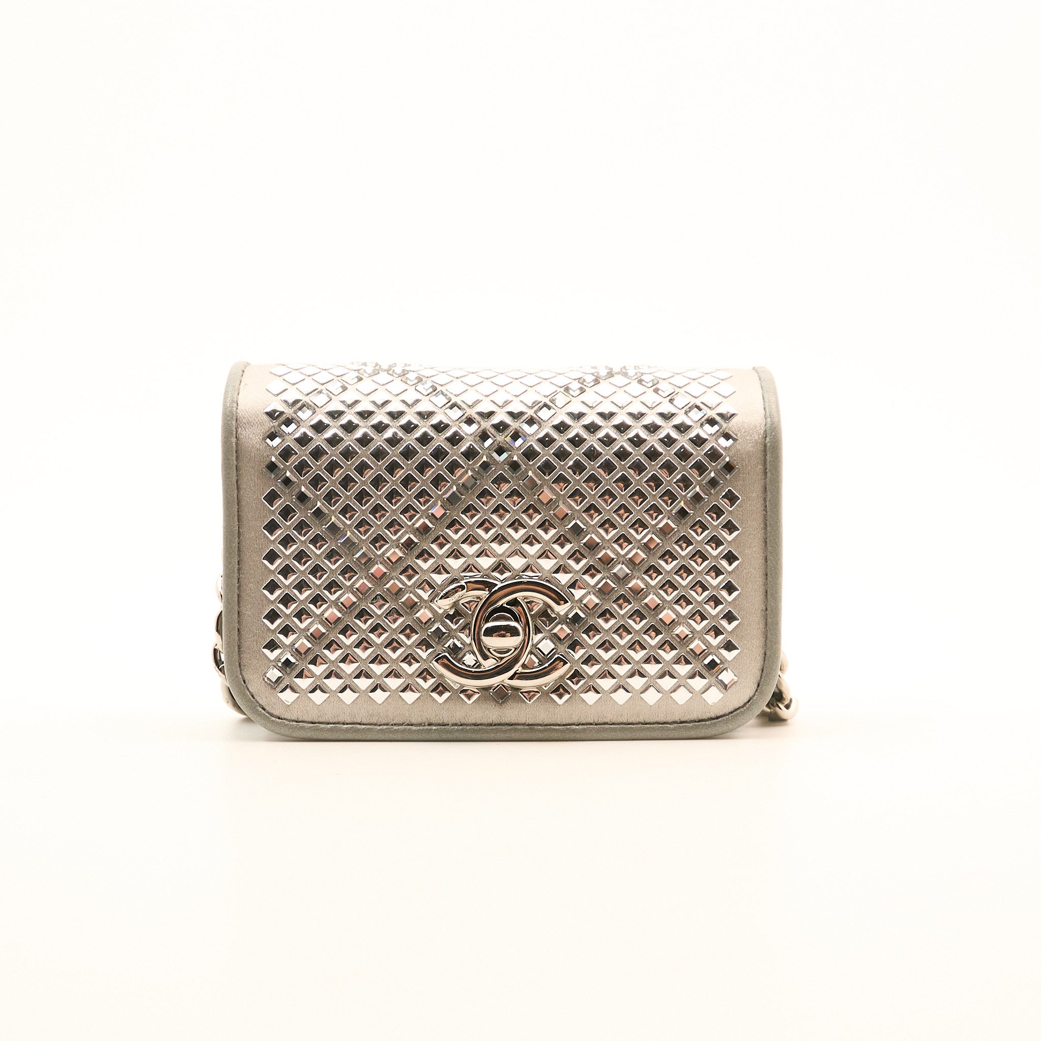 Chanel 22A Mini Crystal Studded Chain Belt Bag SHW