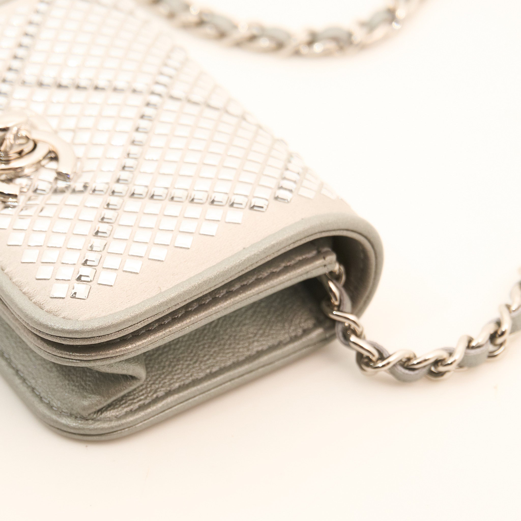 Chanel 22A Mini Crystal Studded Chain Belt Bag SHW