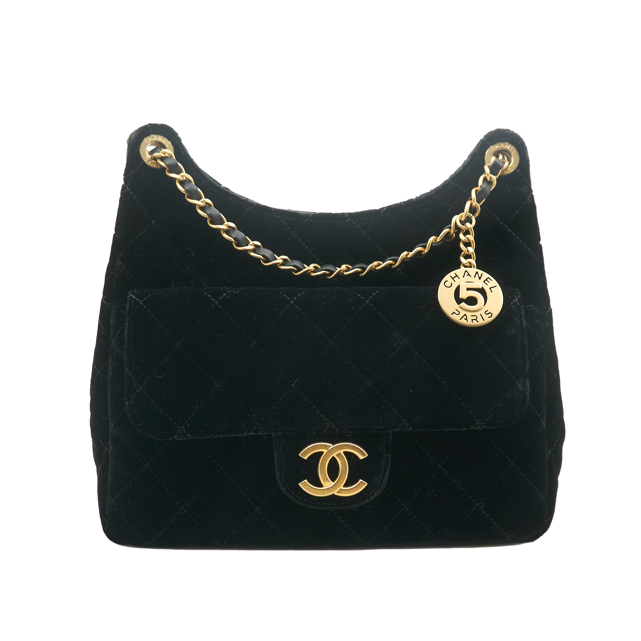 Chanel 23B Hobo Bag Black Velvet