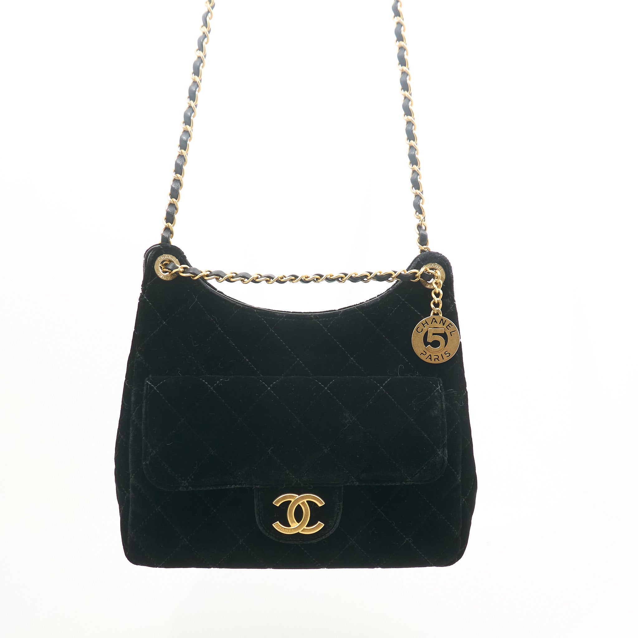 Chanel 23B Hobo Bag Black Velvet