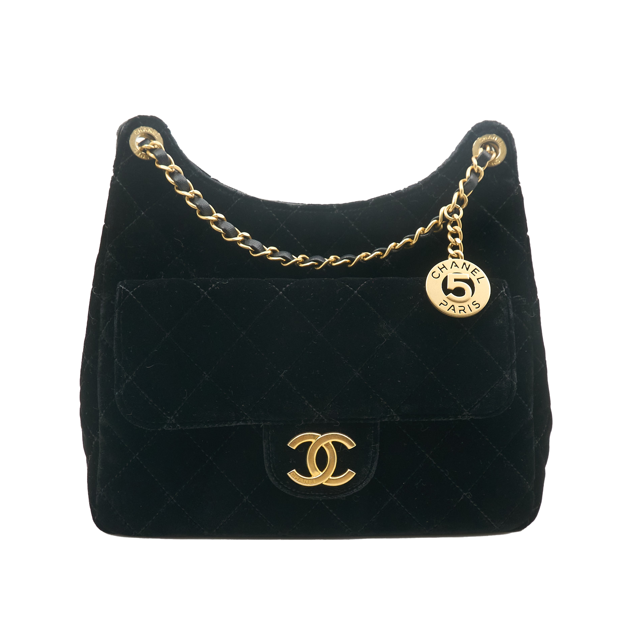 Chanel 23B Hobo Bag Black Velvet