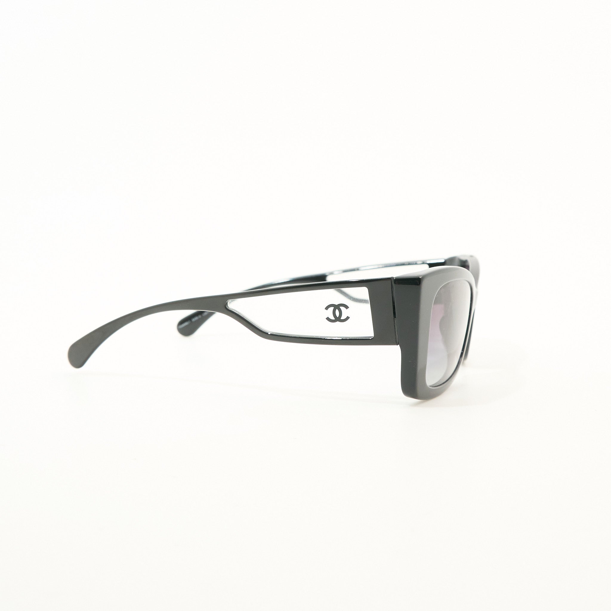 Chanel Wide Square Sunglasses Black