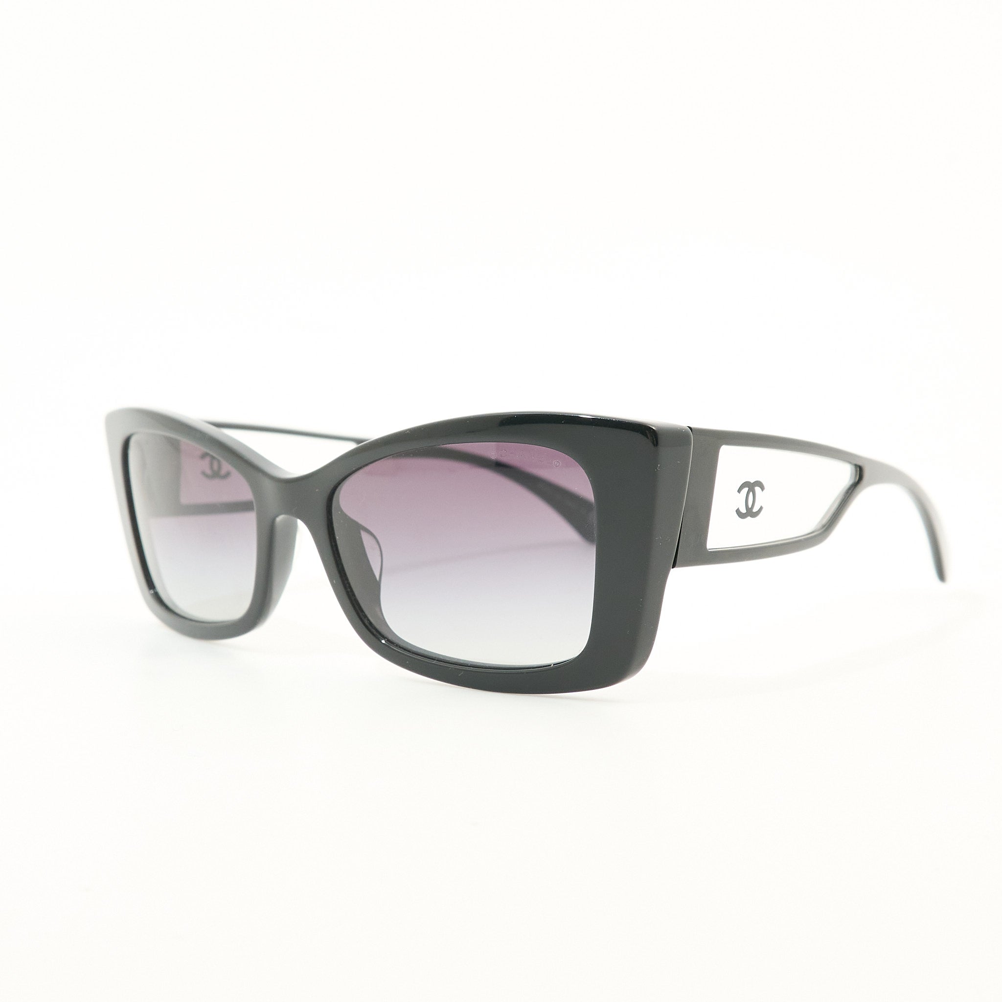 Chanel Wide Square Sunglasses Black