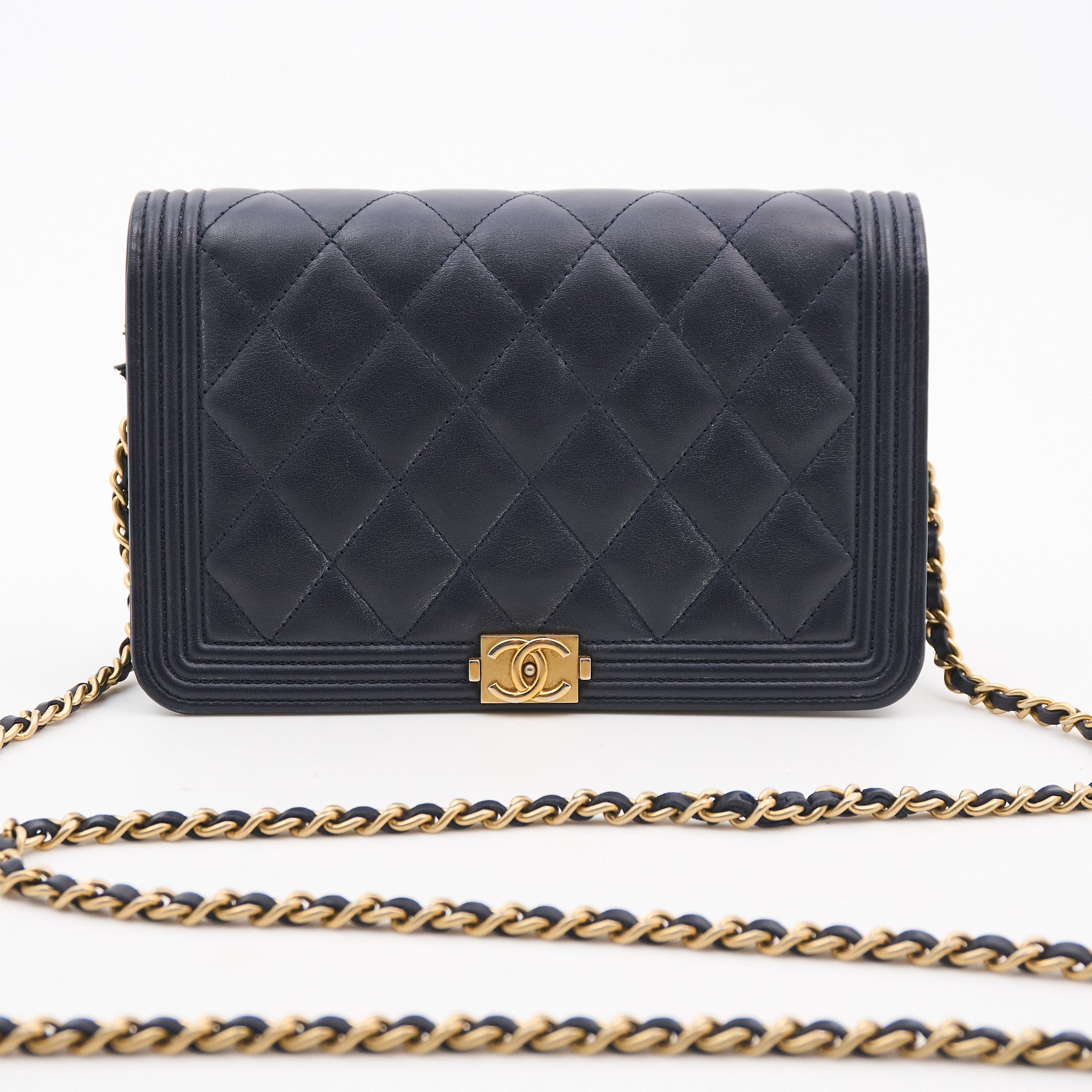 Chanel Boy WOC Navy Wallet On Chain GHW