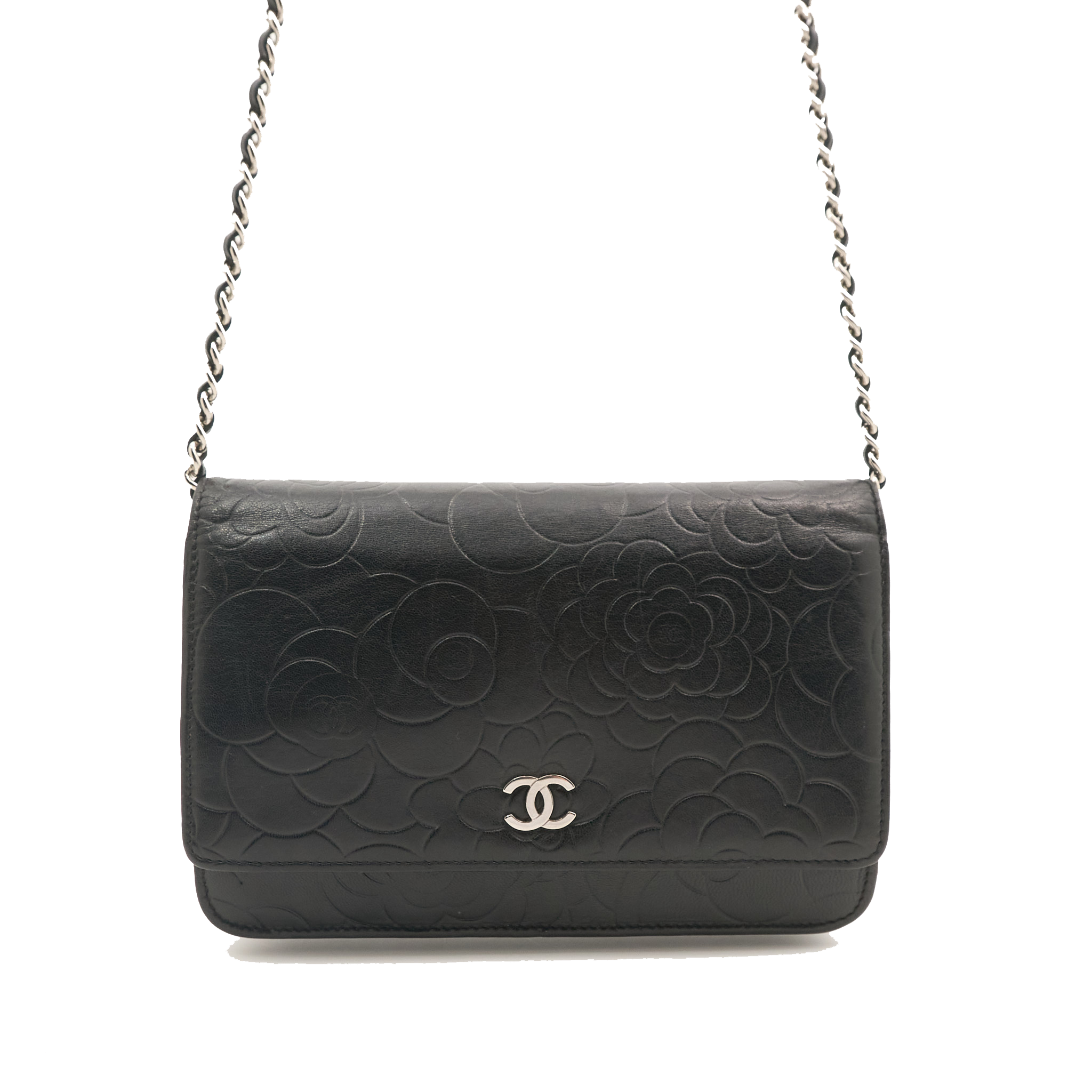 Chanel Camellia Black WOC SHW