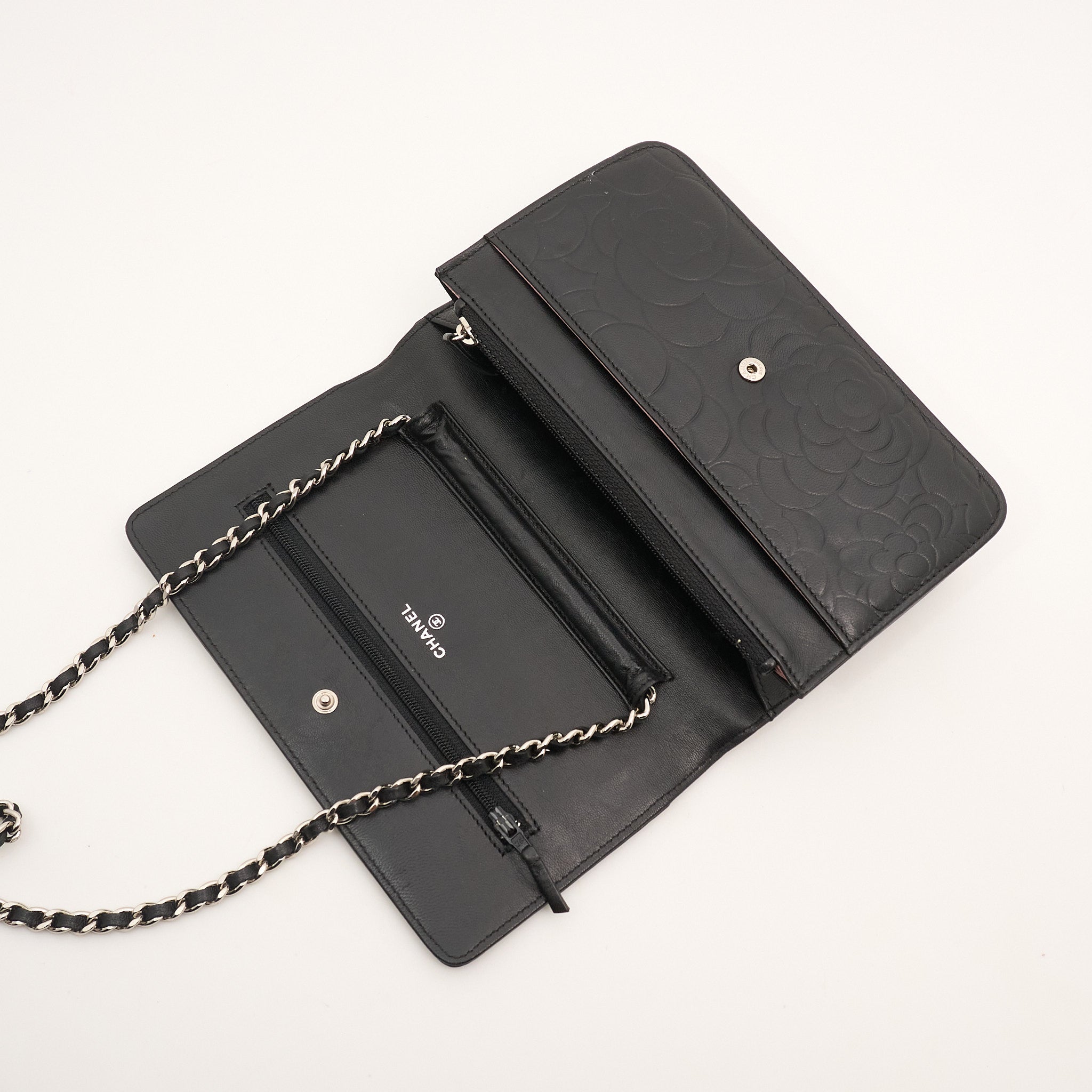 Chanel Camellia Black WOC SHW