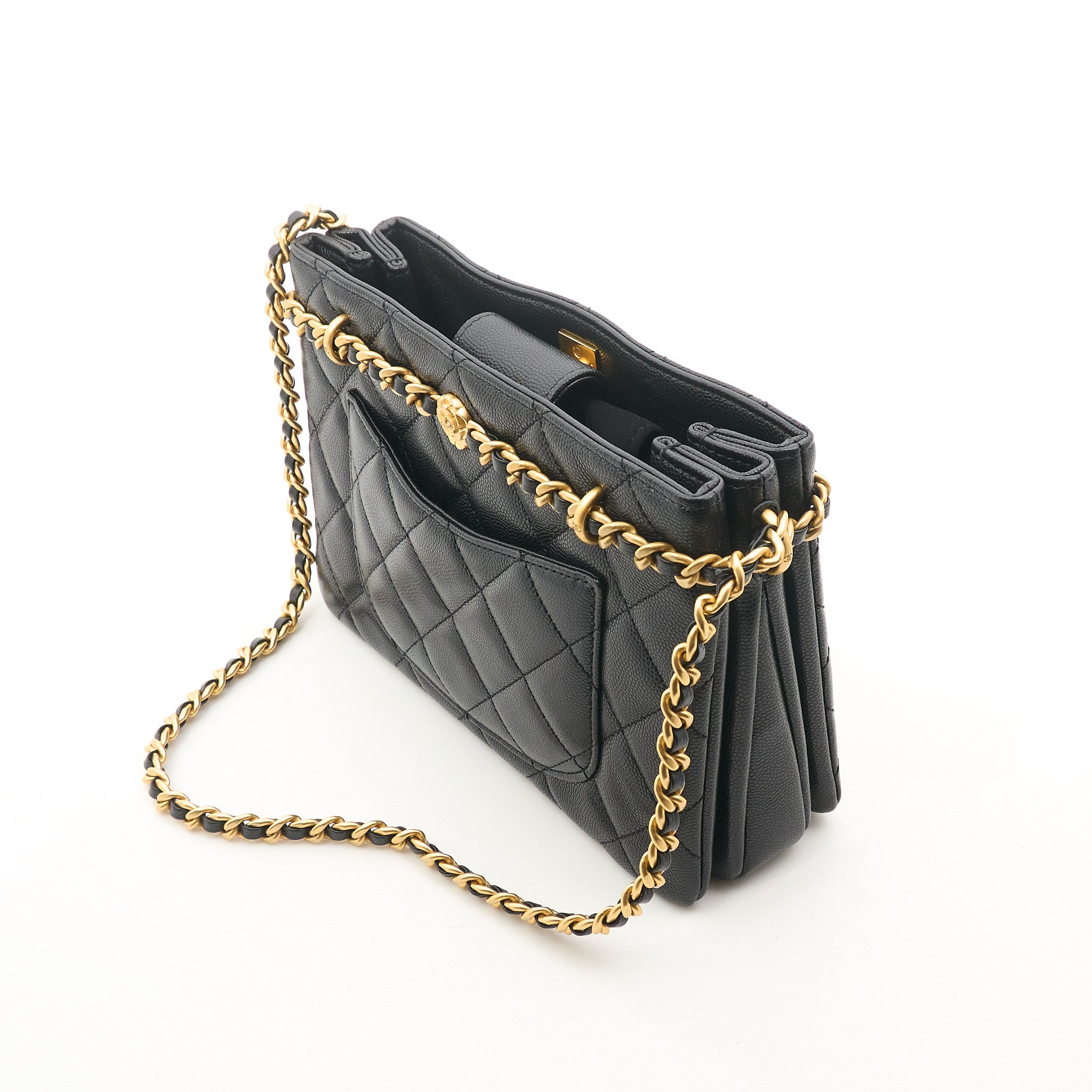 Chanel Camellia Shopping Bag Black Caviar GHW