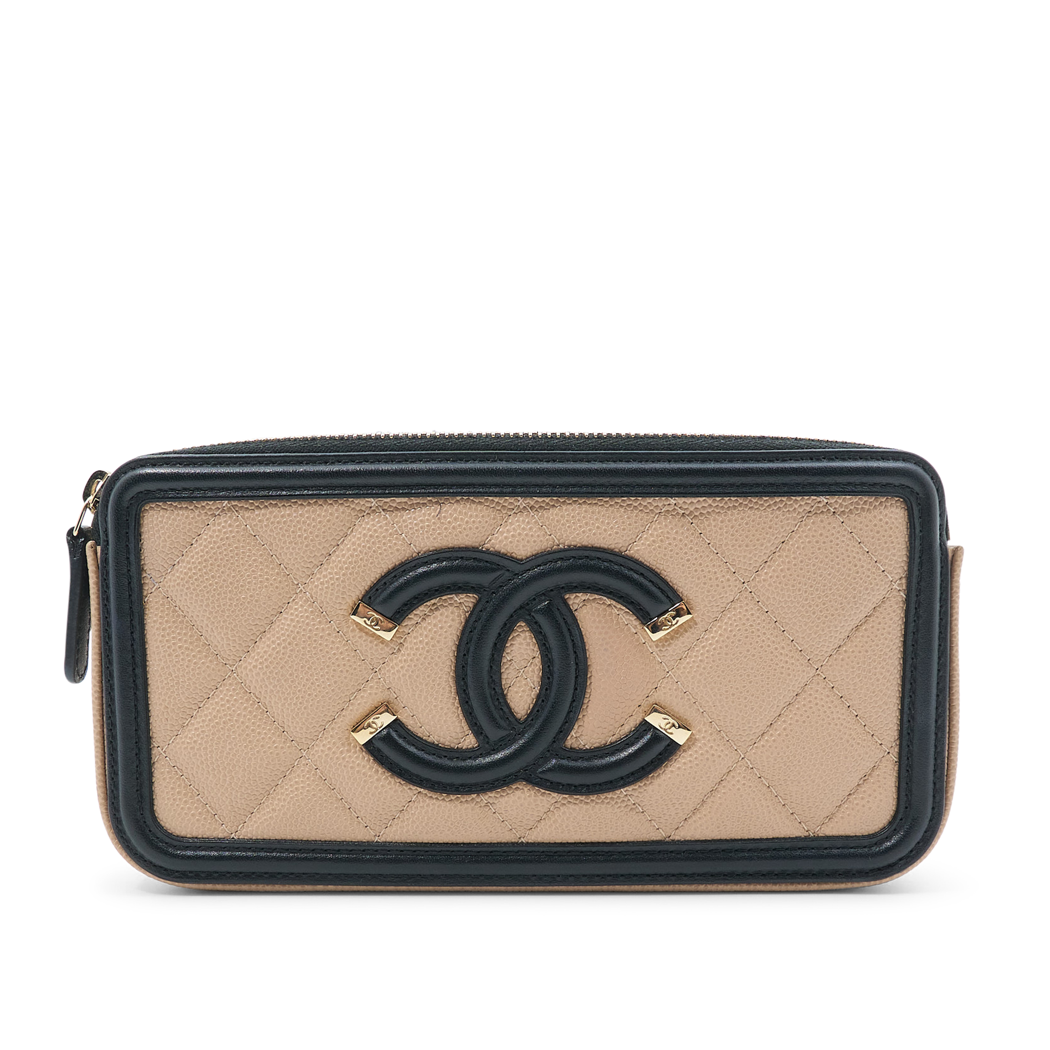 Chanel Caviar Beige Vanity Crossbody Bag