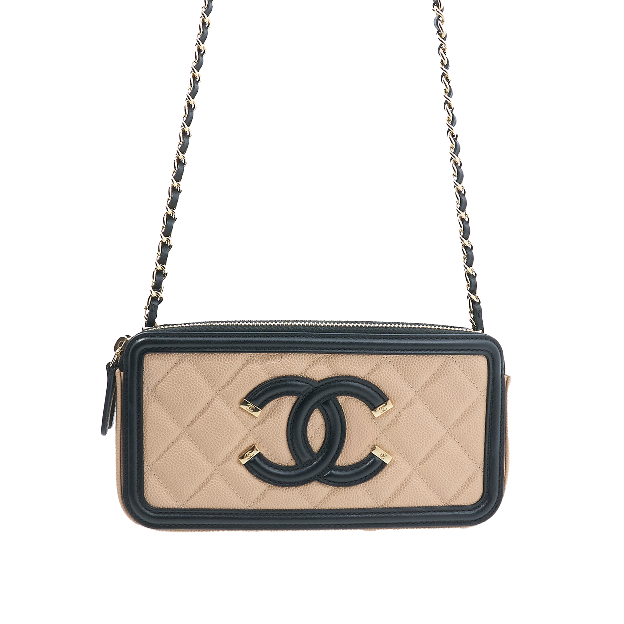 Chanel Caviar Beige Vanity Crossbody Bag