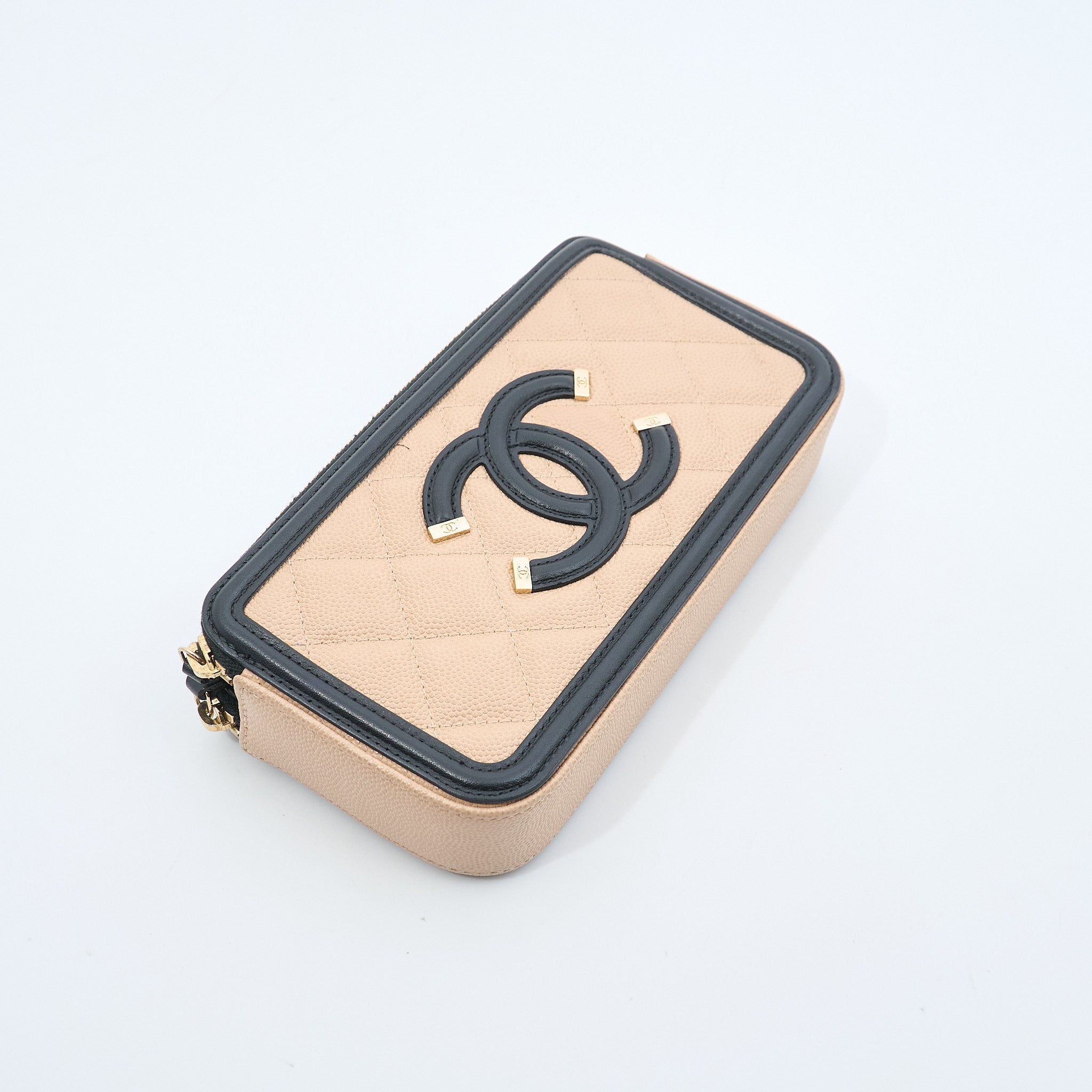 Chanel Caviar Beige Vanity Crossbody Bag