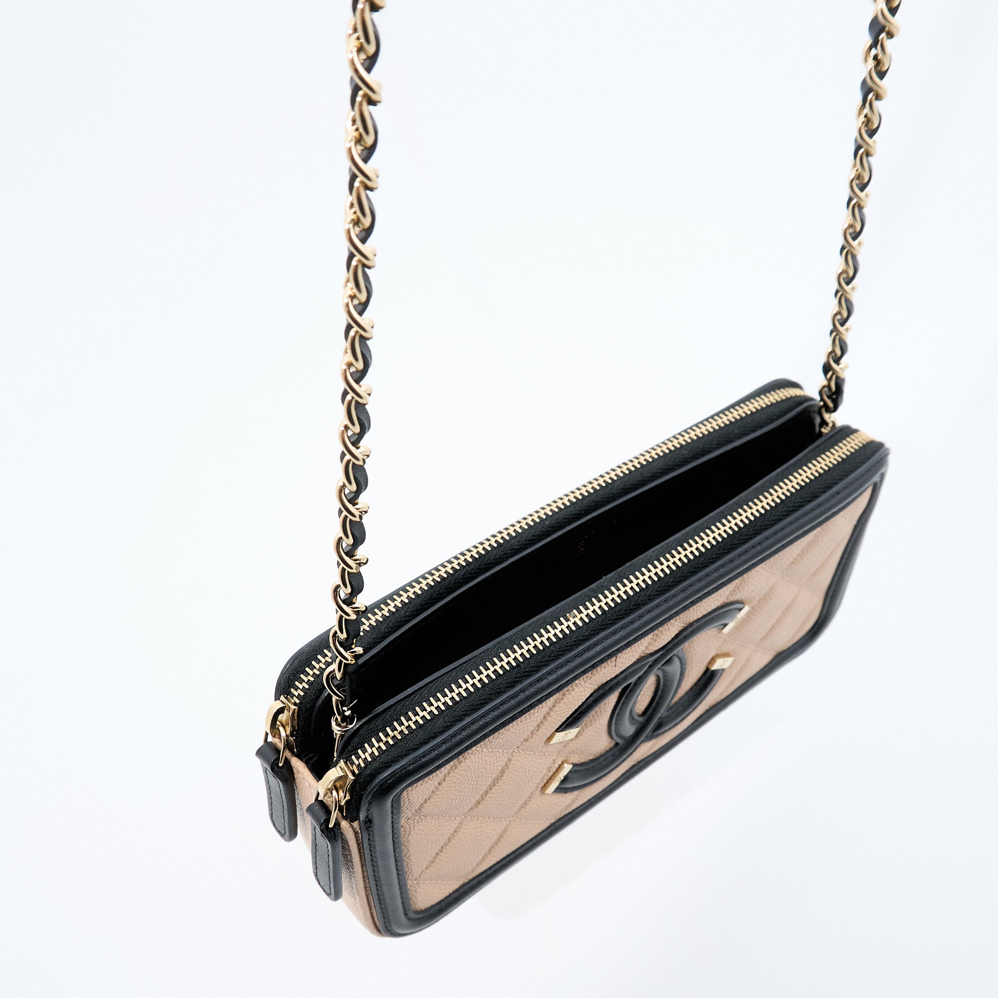 Chanel Caviar Beige Vanity Crossbody Bag