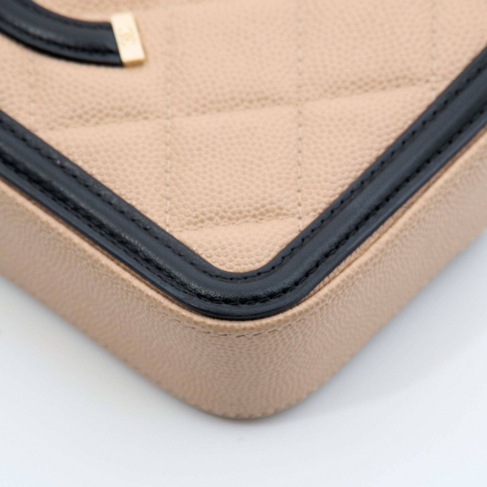 Chanel Caviar Beige Vanity Crossbody Bag