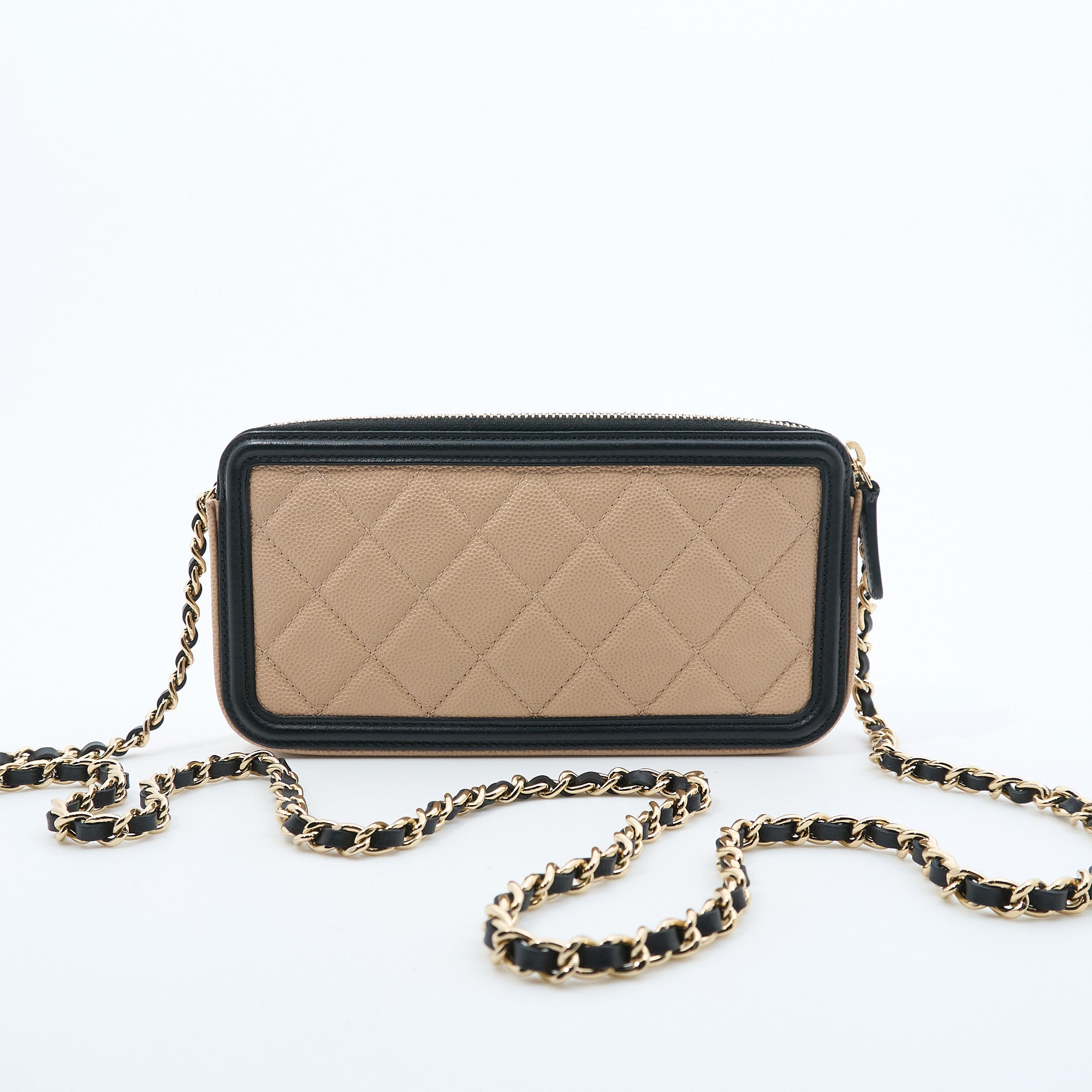 Chanel Caviar Beige Vanity Crossbody Bag