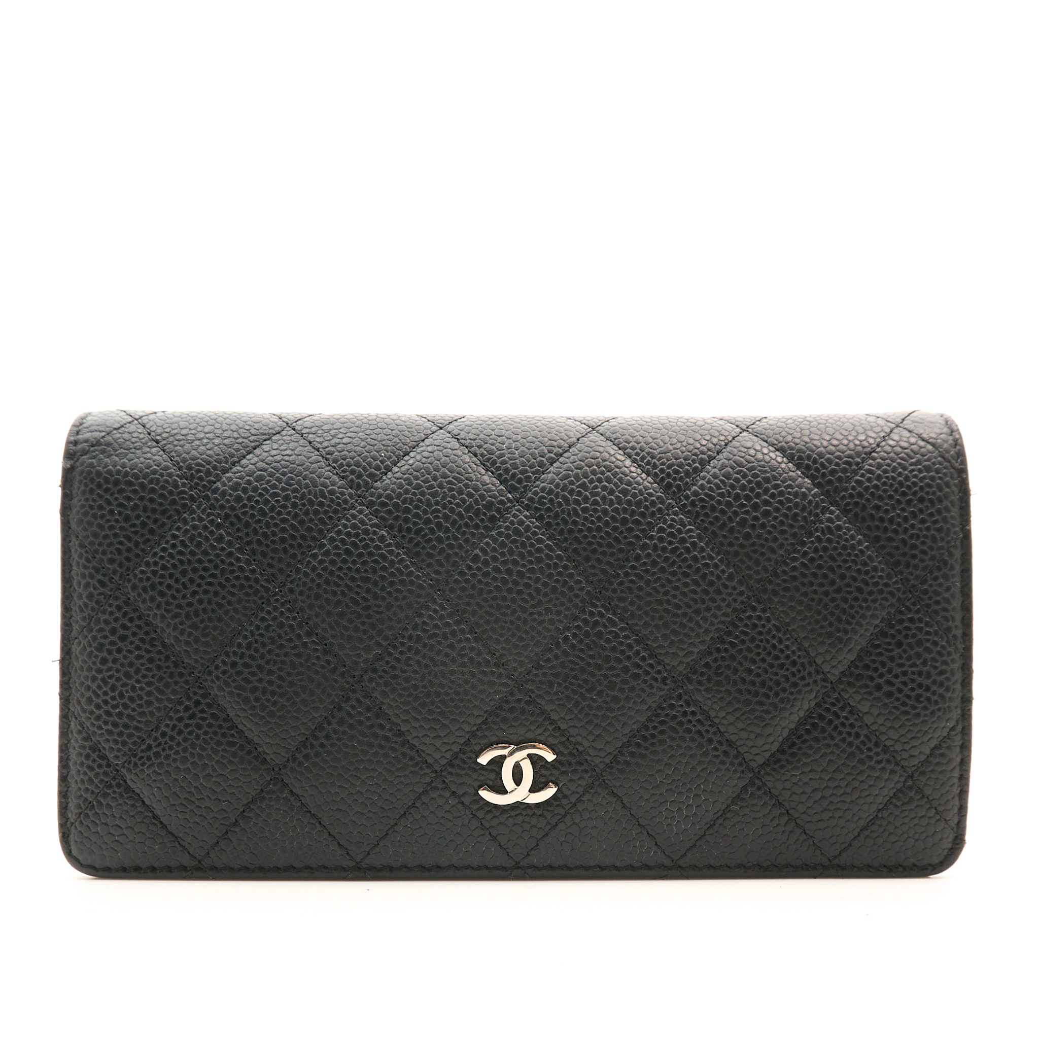 Chanel Caviar Black Long Wallet SHW