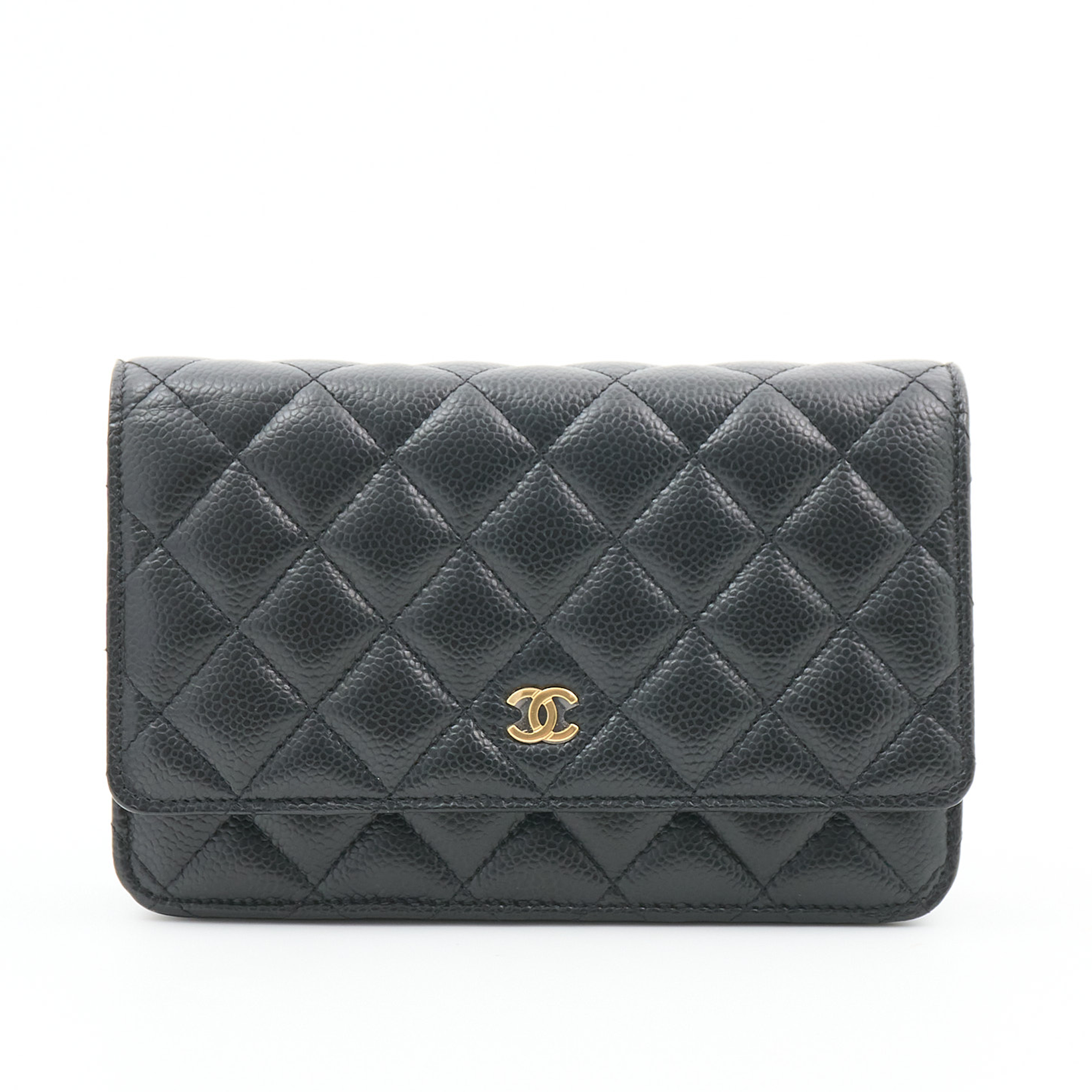 Chanel Caviar Black Wallet On Chain WOC GHW