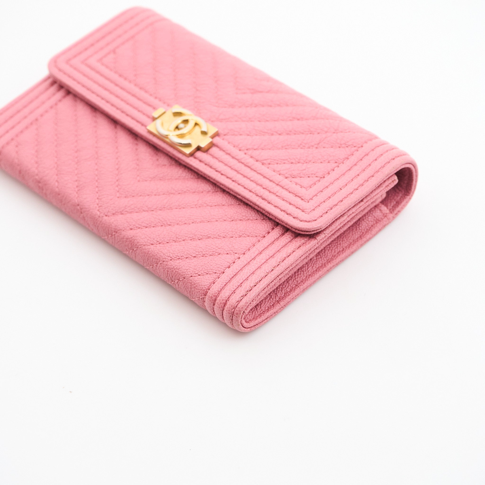 Chanel Caviar Boy Wallet in Pink GHW