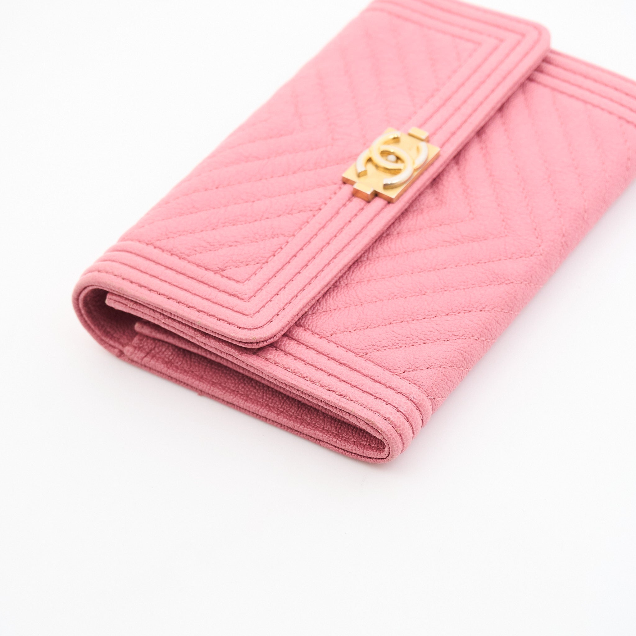 Chanel Caviar Boy Wallet in Pink GHW