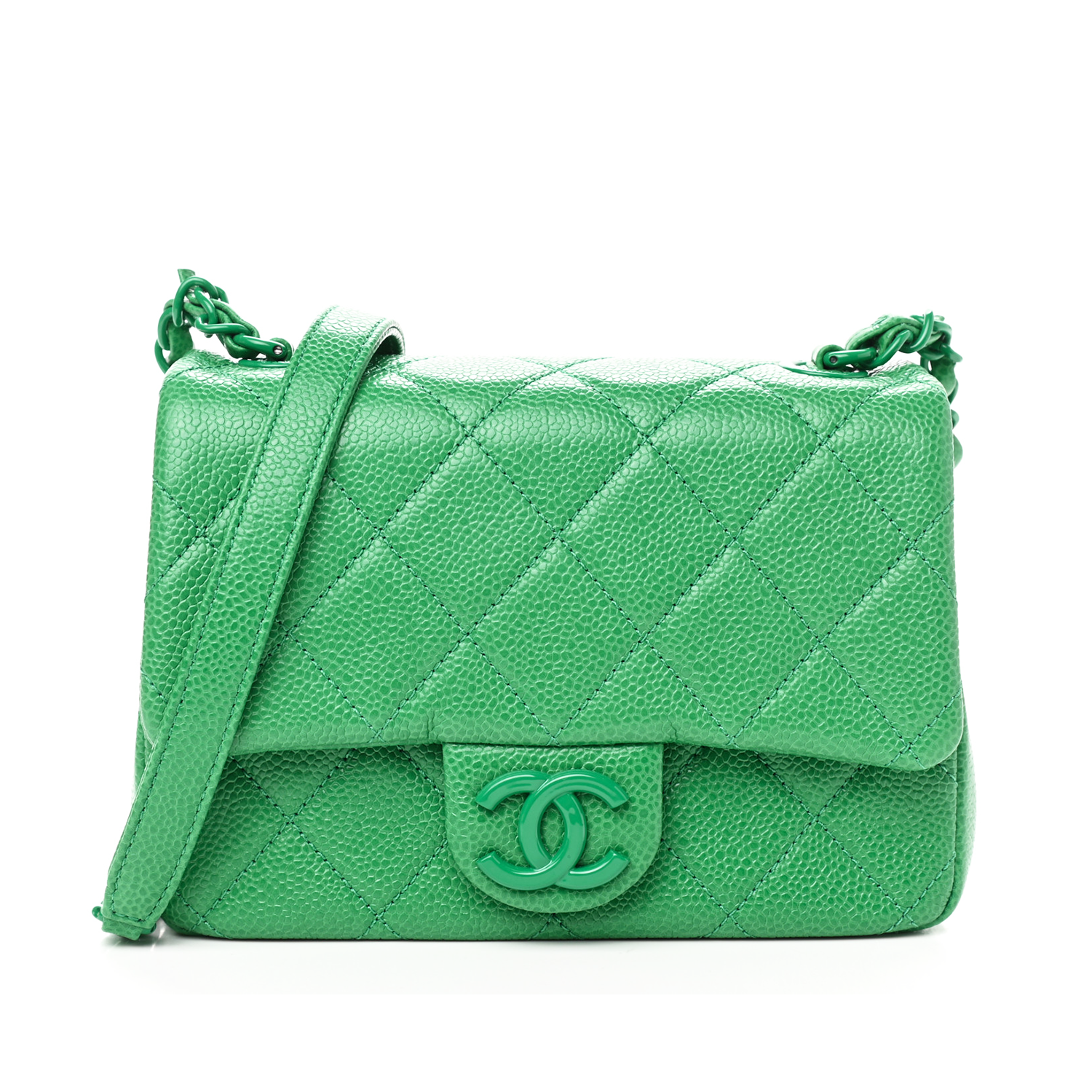 Chanel Caviar Quilted Small Incognito Square Flap Green