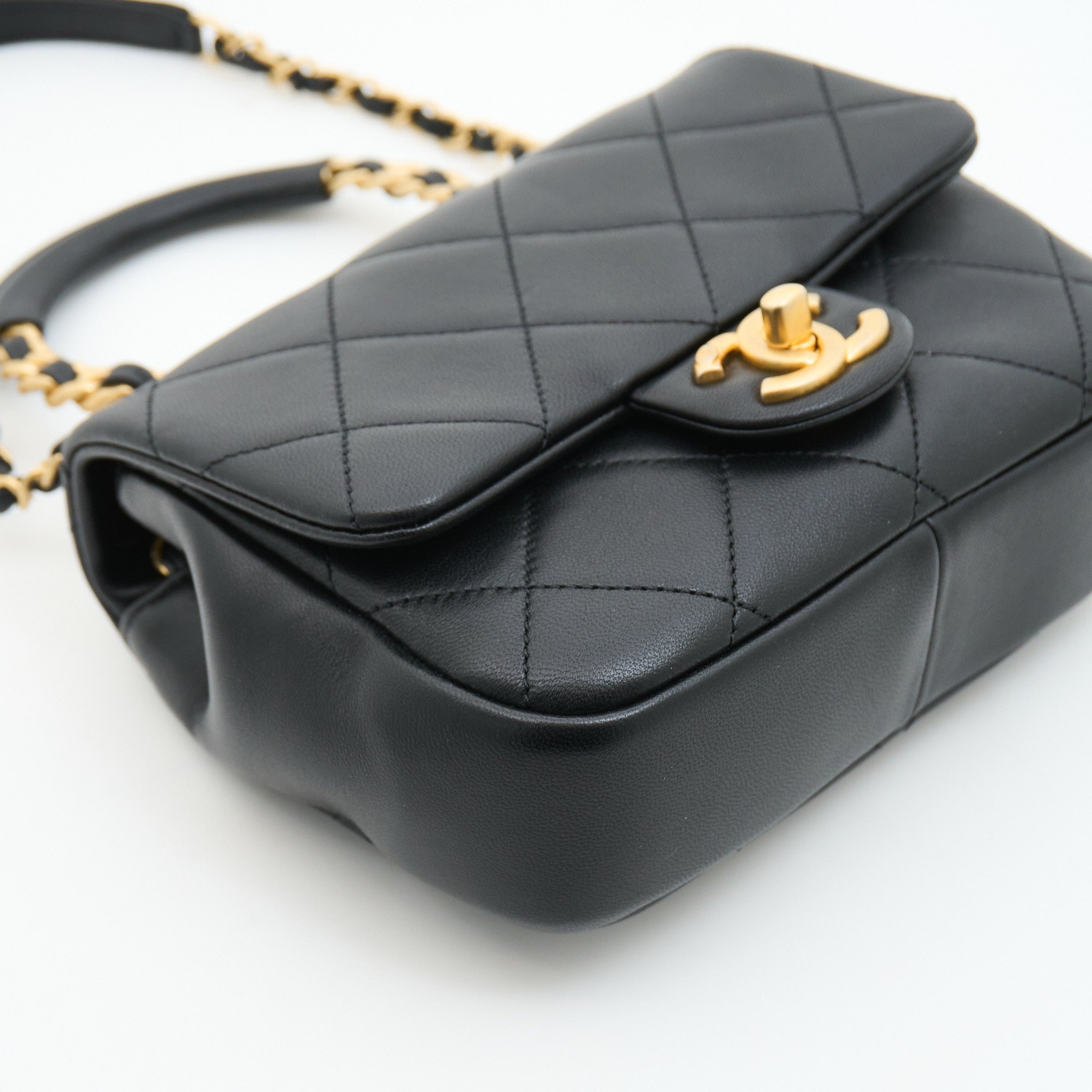 Chanel Caviar Quilted Top Handle in Black GHW