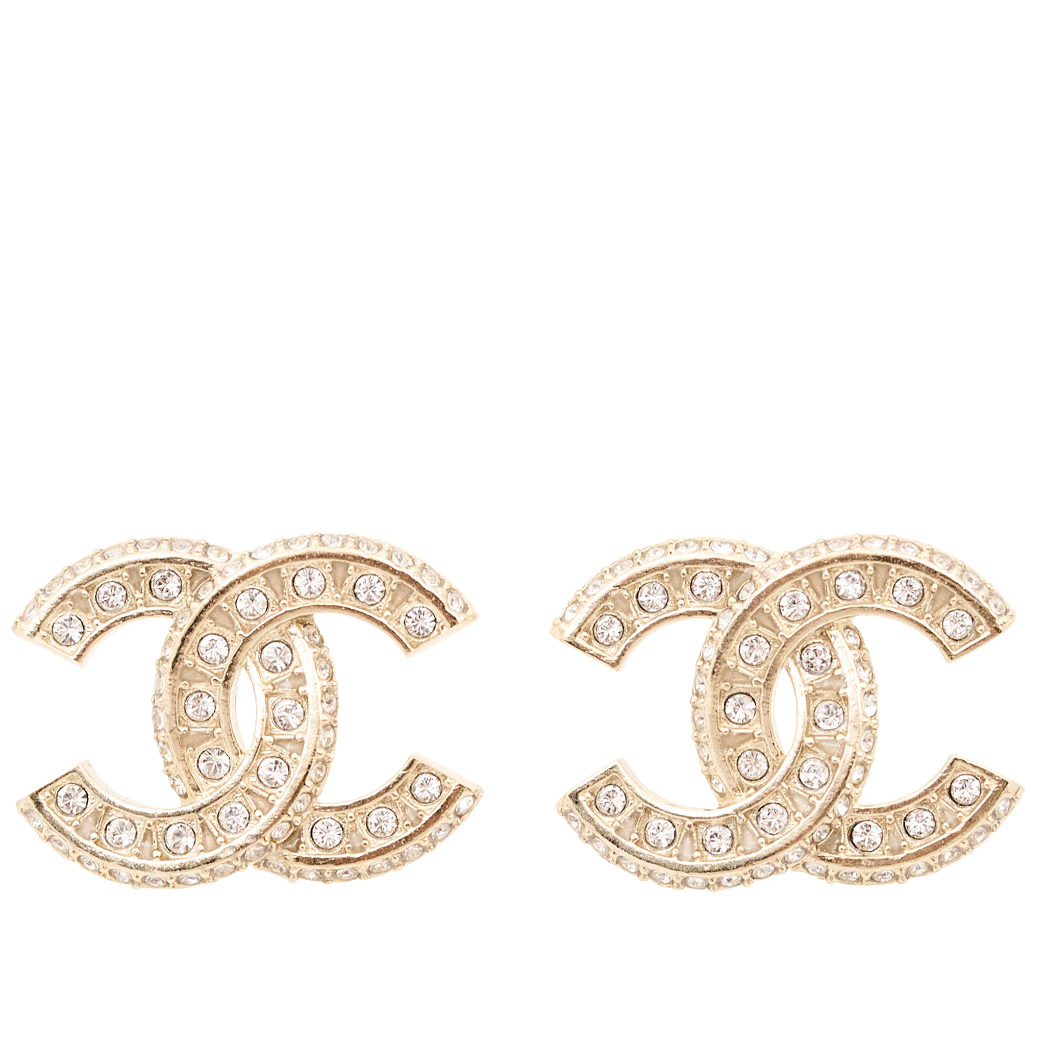 Chanel Gold & Crystal CC Earrings