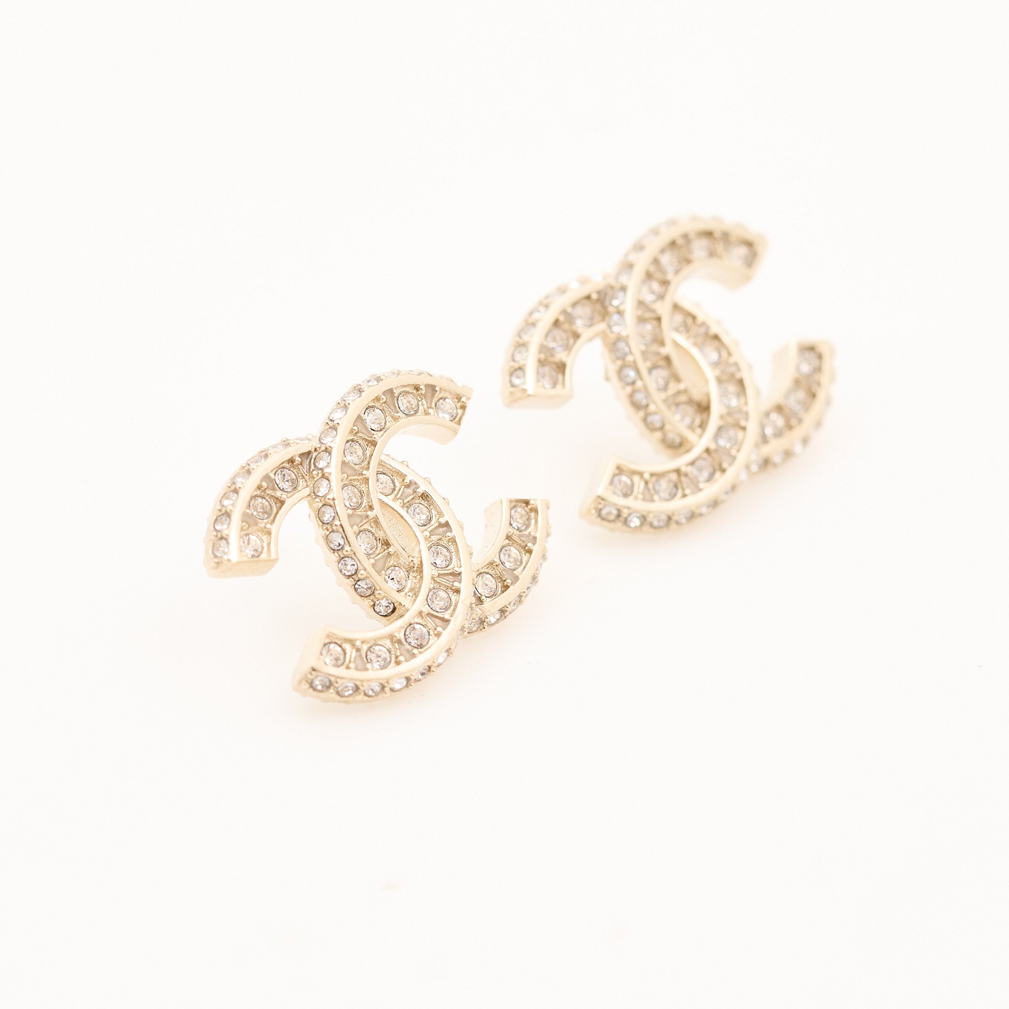Chanel Gold & Crystal CC Earrings