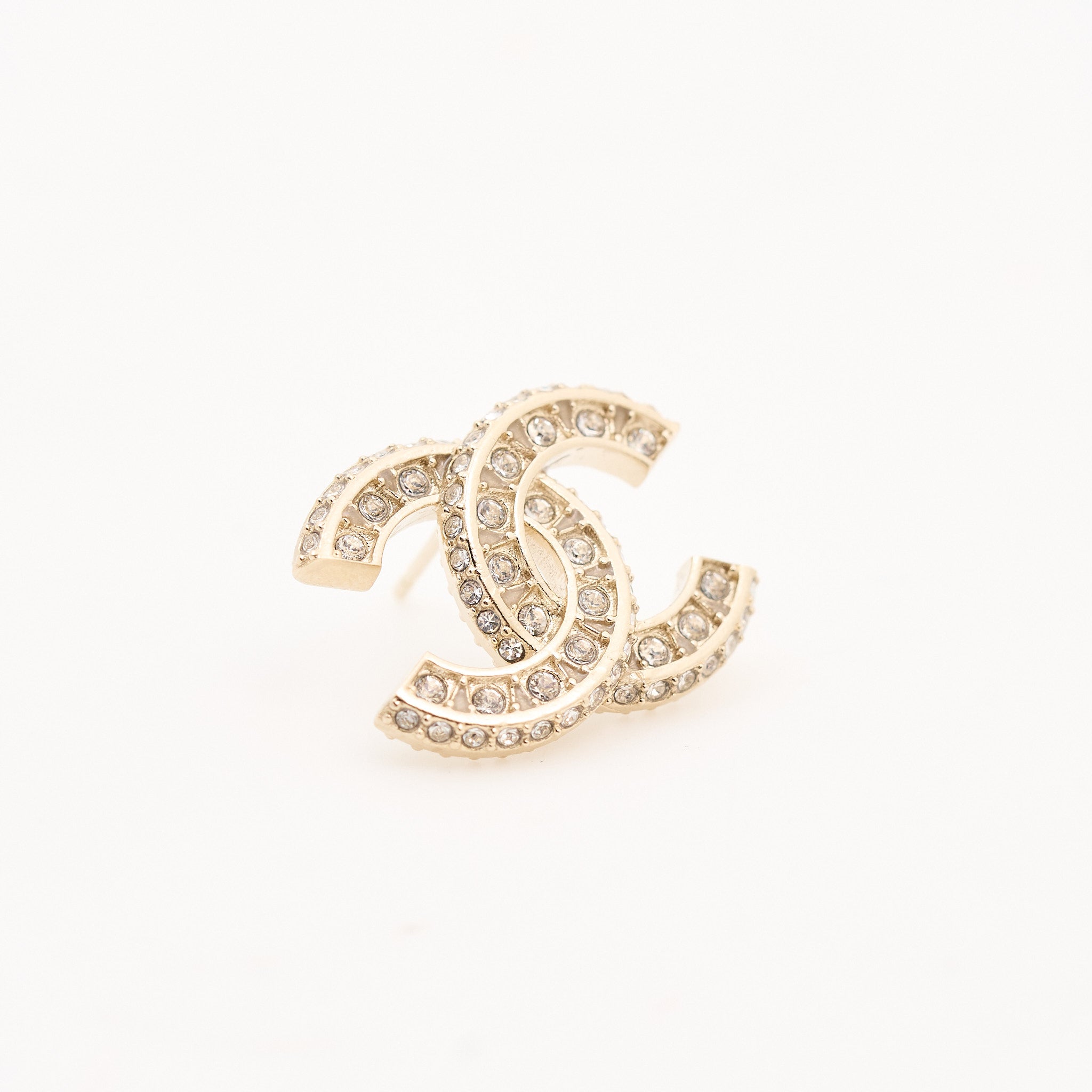 Chanel Gold & Crystal CC Earrings