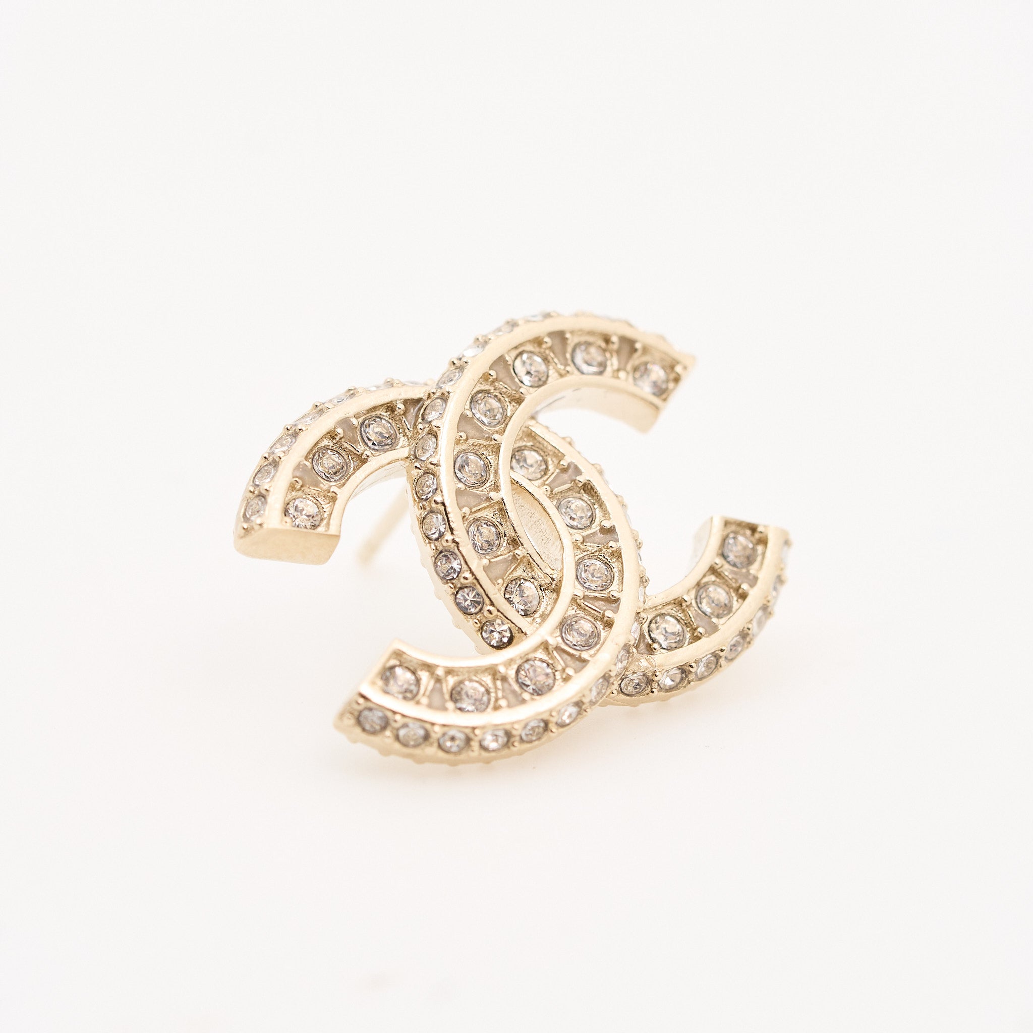 Chanel Gold & Crystal CC Earrings