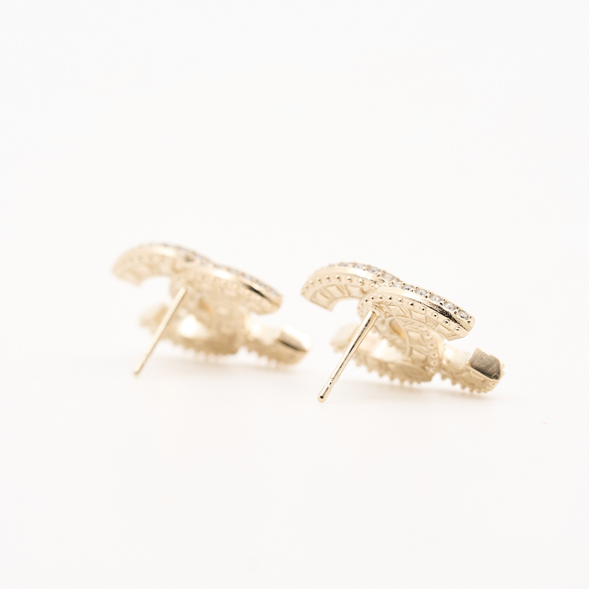 Chanel Gold & Crystal CC Earrings