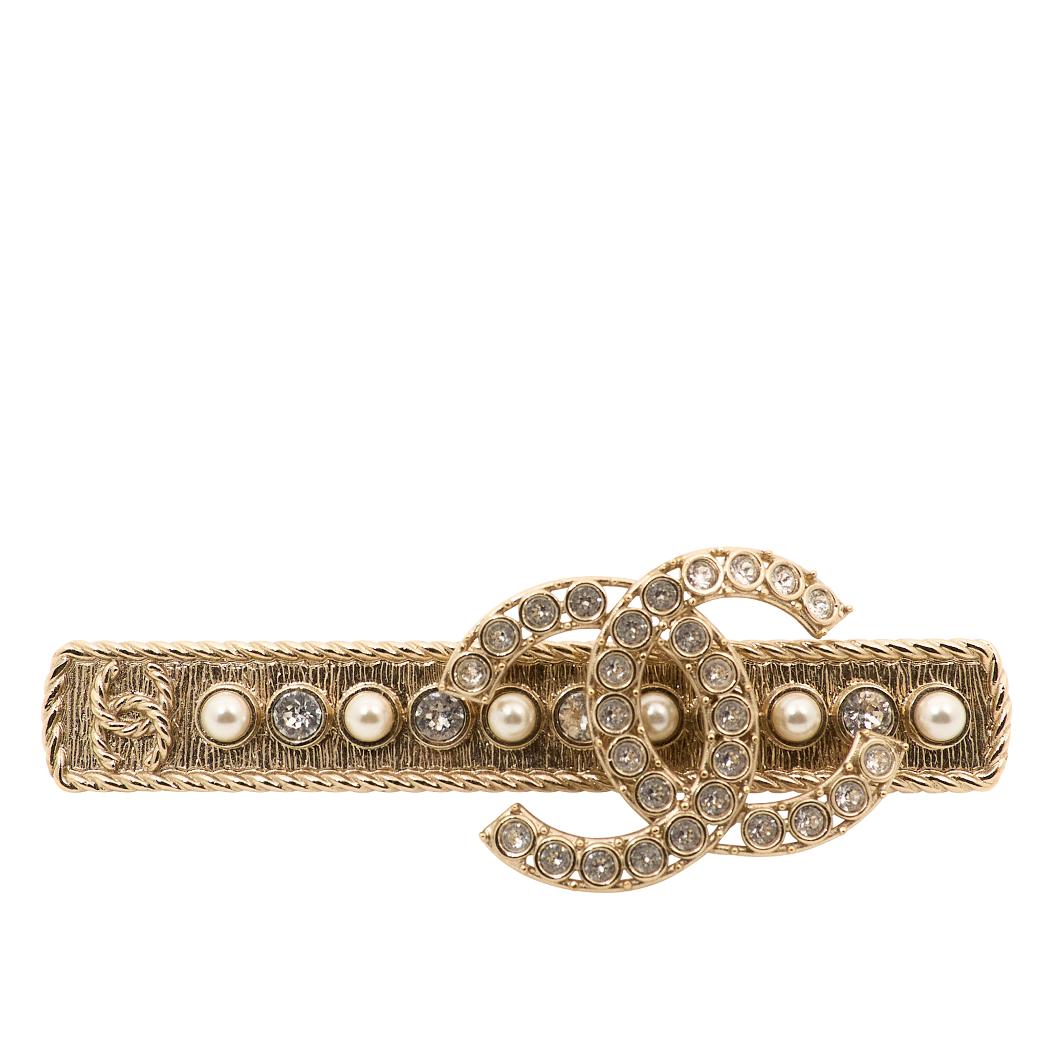 Chanel CC Faux Pearl and Diamante Hair Barrette