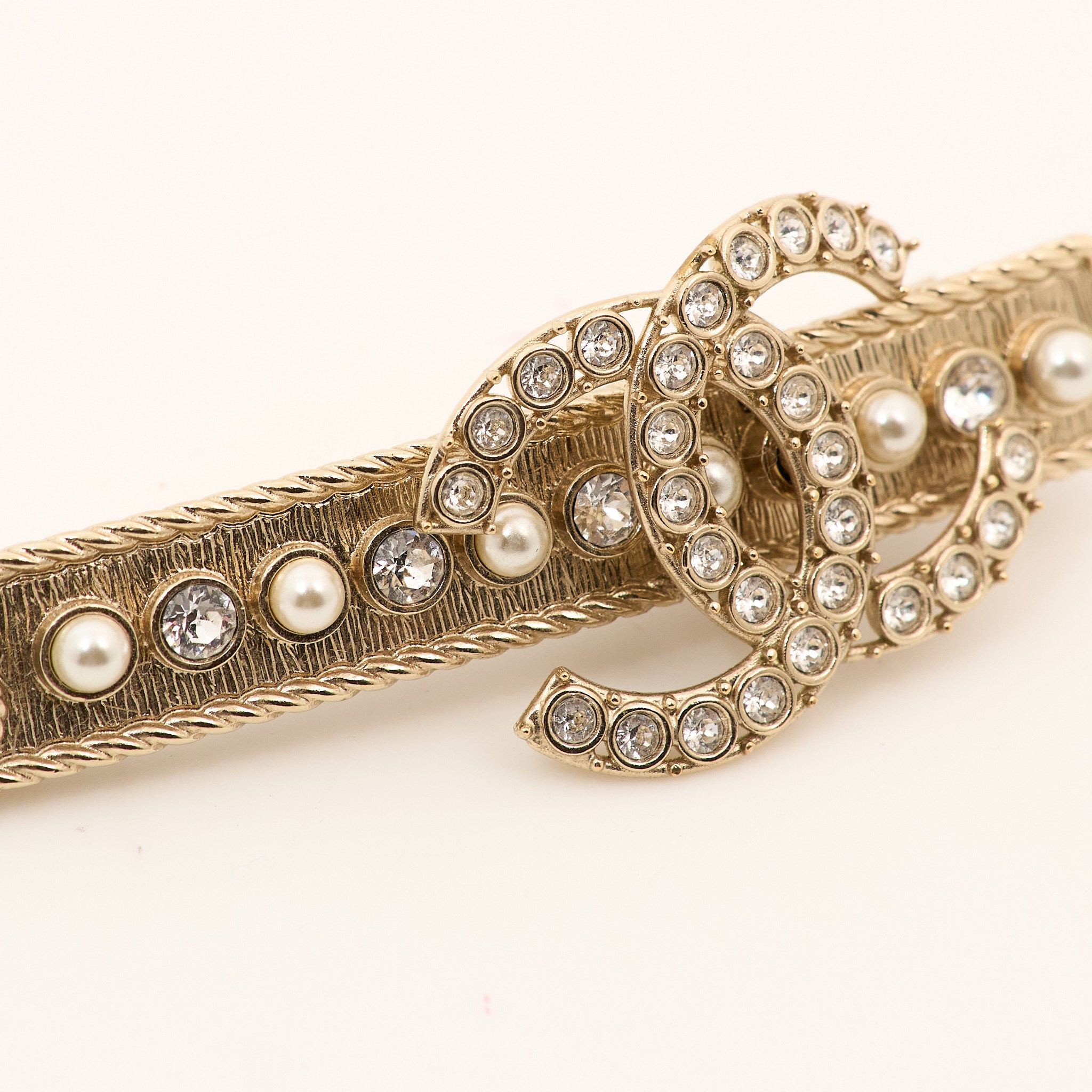Chanel CC Faux Pearl and Diamante Hair Barrette