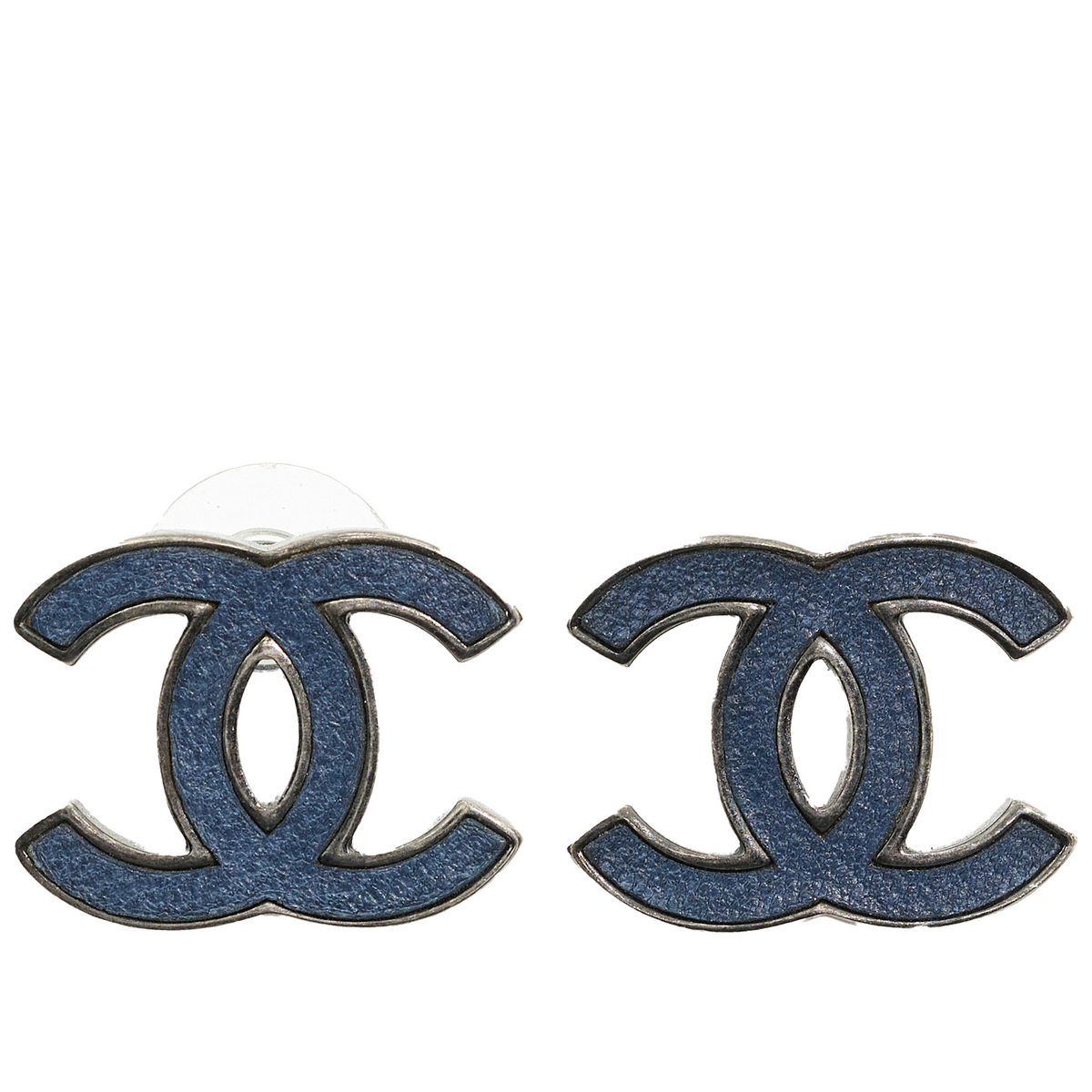 Chanel CC Navy Stud Earrings