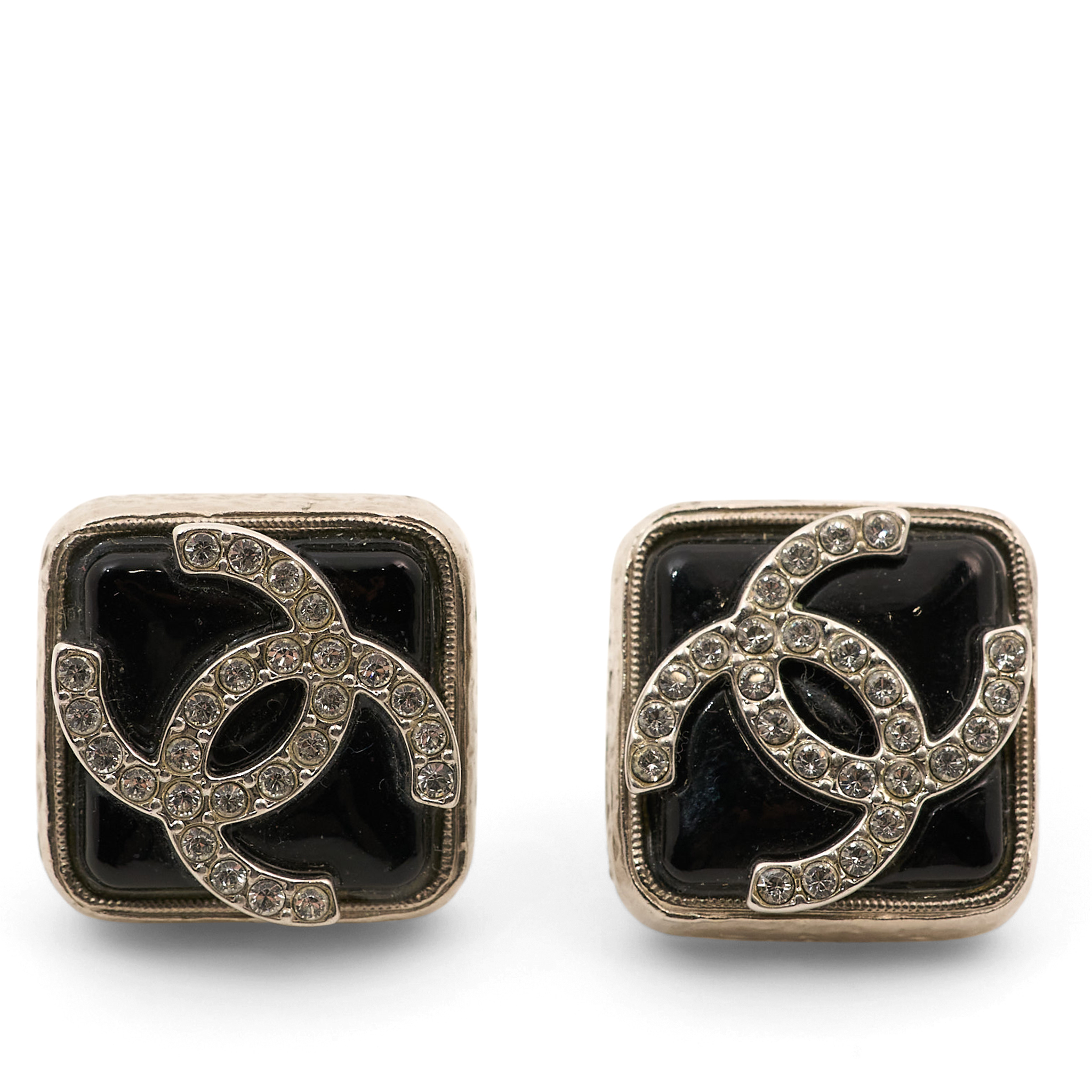 Chanel CC Ceramic Earrings with Crystals