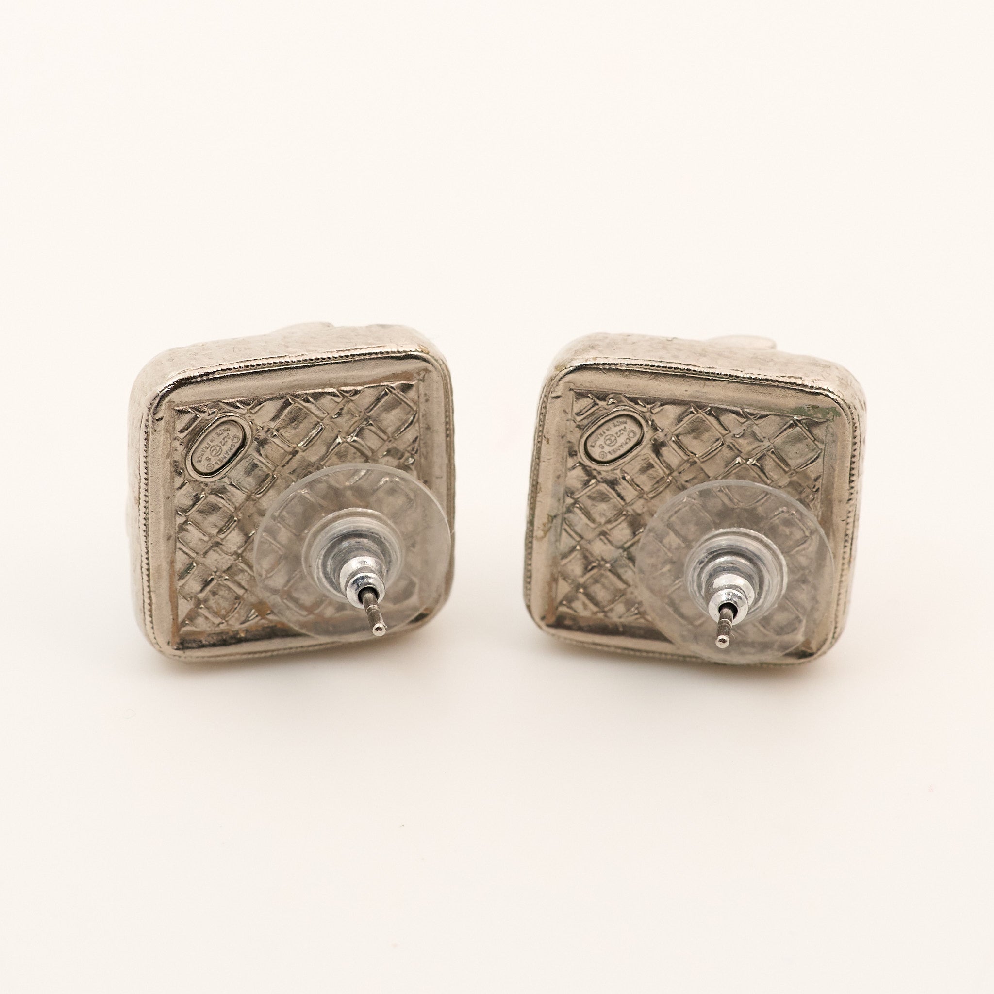 Chanel CC Ceramic Earrings with Crystals