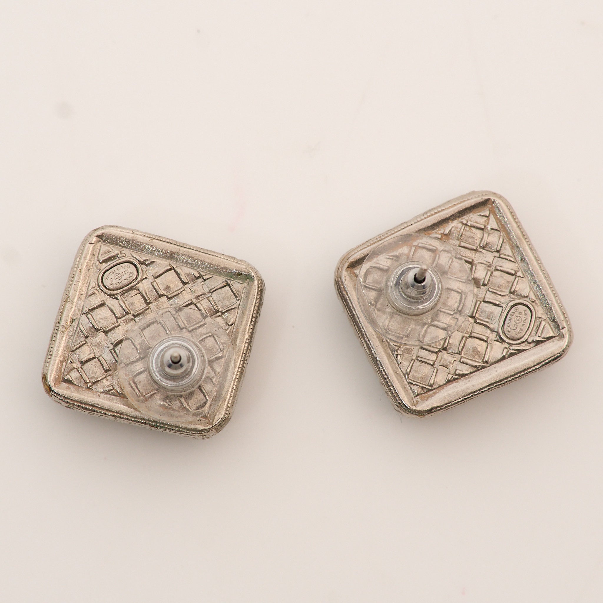 Chanel CC Ceramic Earrings with Crystals