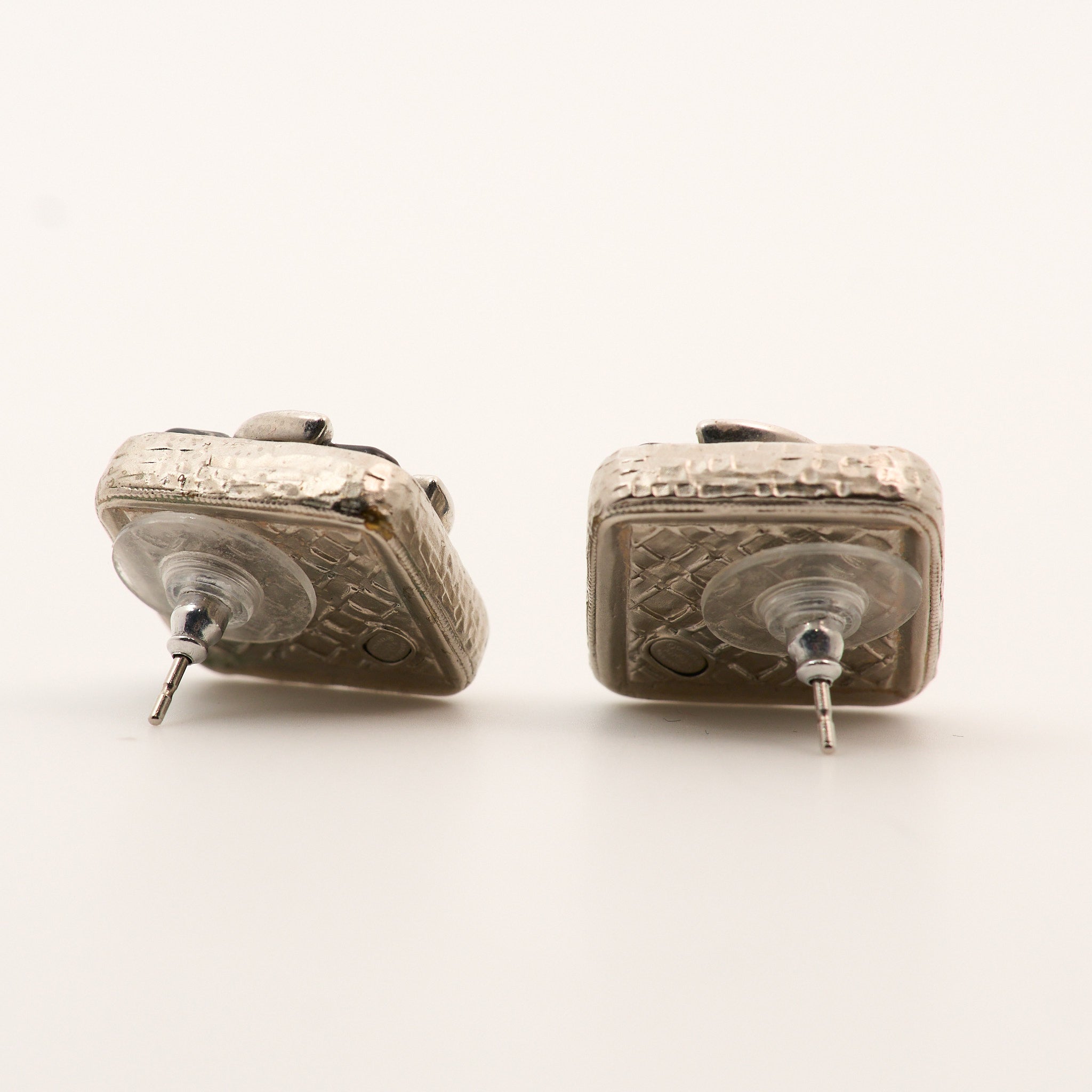 Chanel CC Ceramic Earrings with Crystals