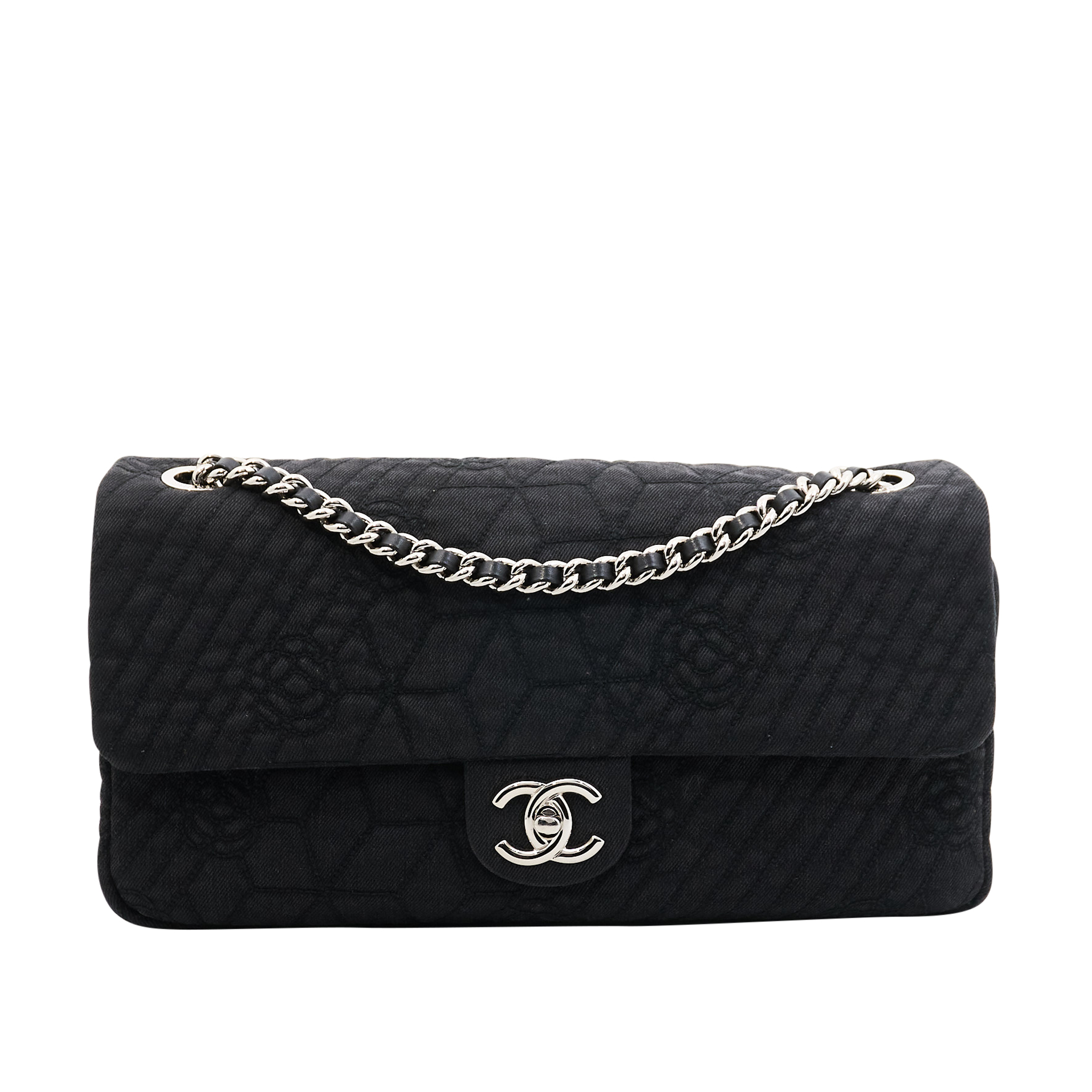 Chanel Classic Flap Black Denim SHW