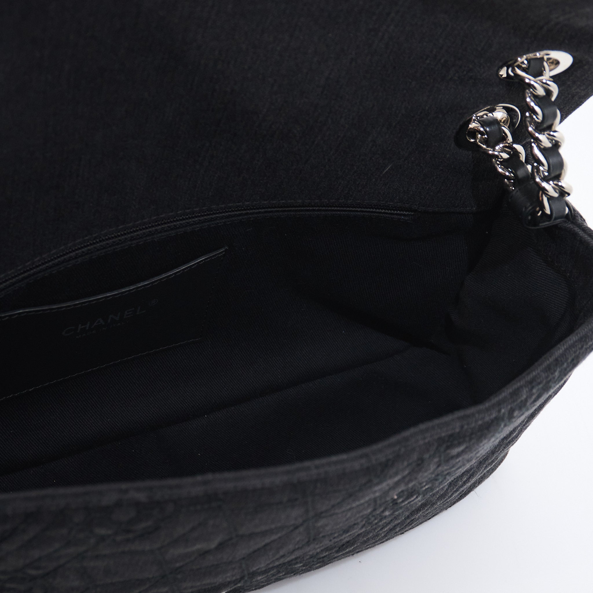 Chanel Classic Flap Black Denim SHW