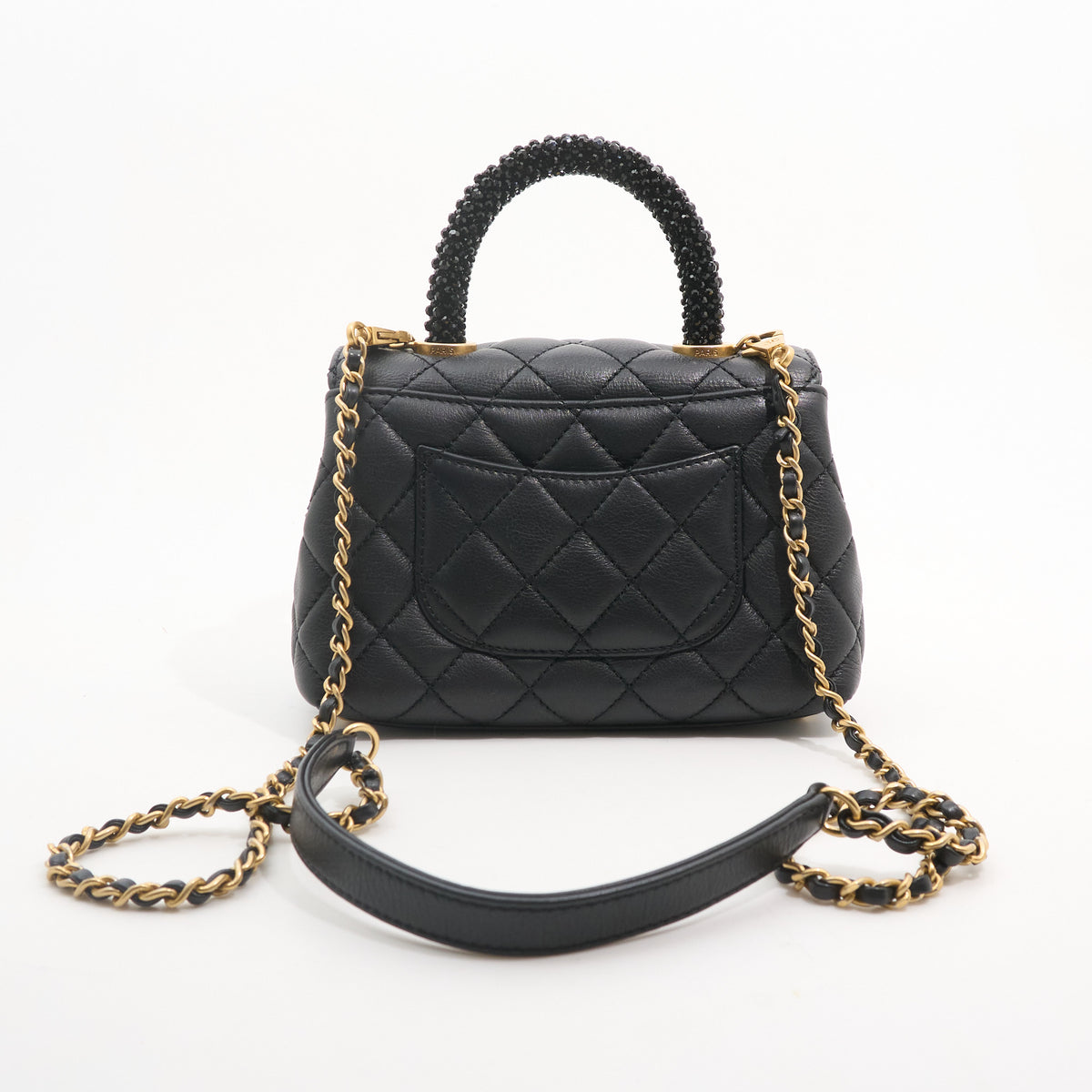 Chanel Crystal Quilted Mini Coco Handle Flap Black Bag