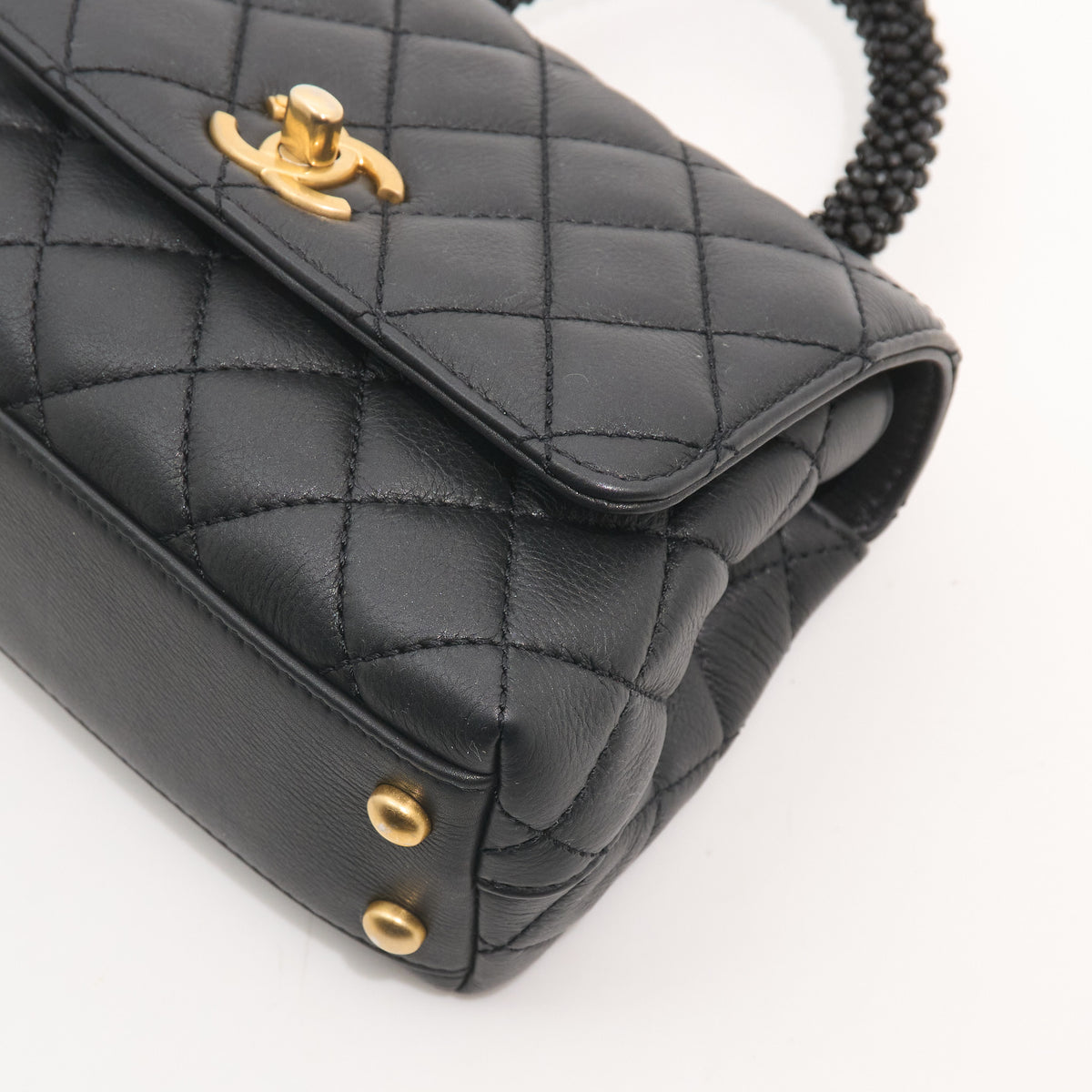Chanel Crystal Quilted Mini Coco Handle Flap Black Bag