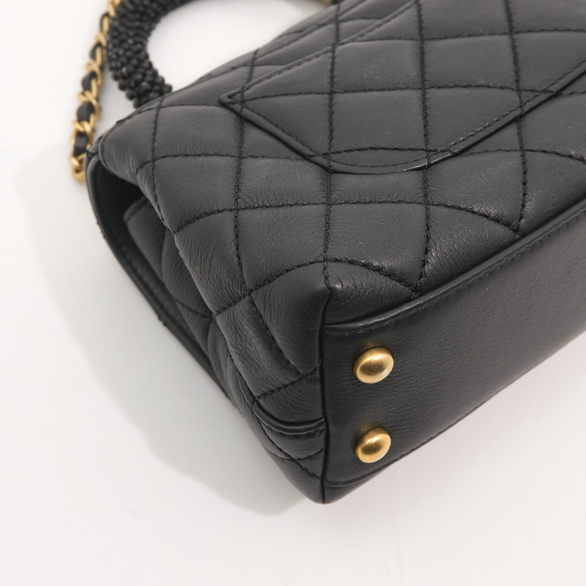 Chanel Crystal Quilted Mini Coco Handle Flap Black Bag