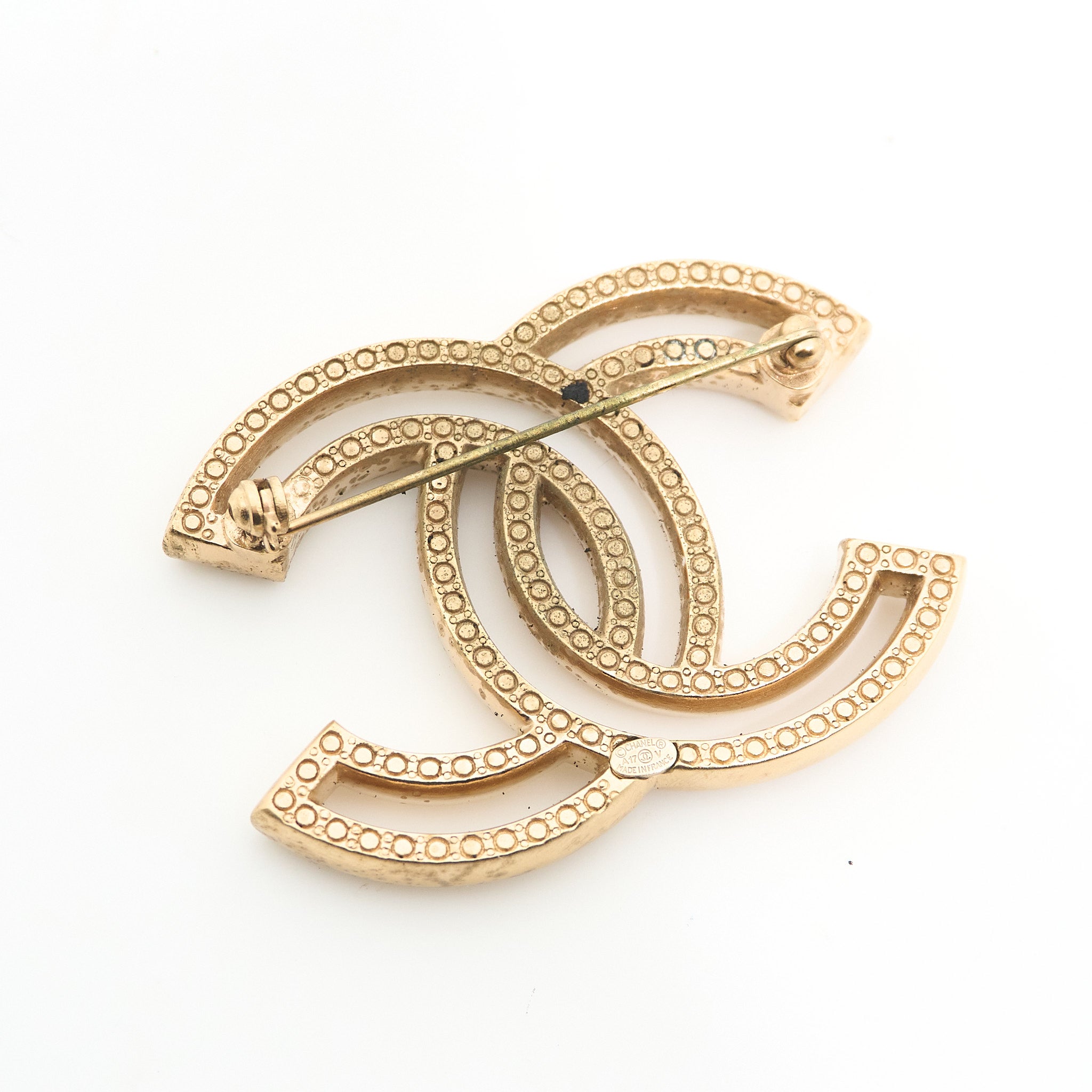 Chanel CC Crystal Gold Brooch