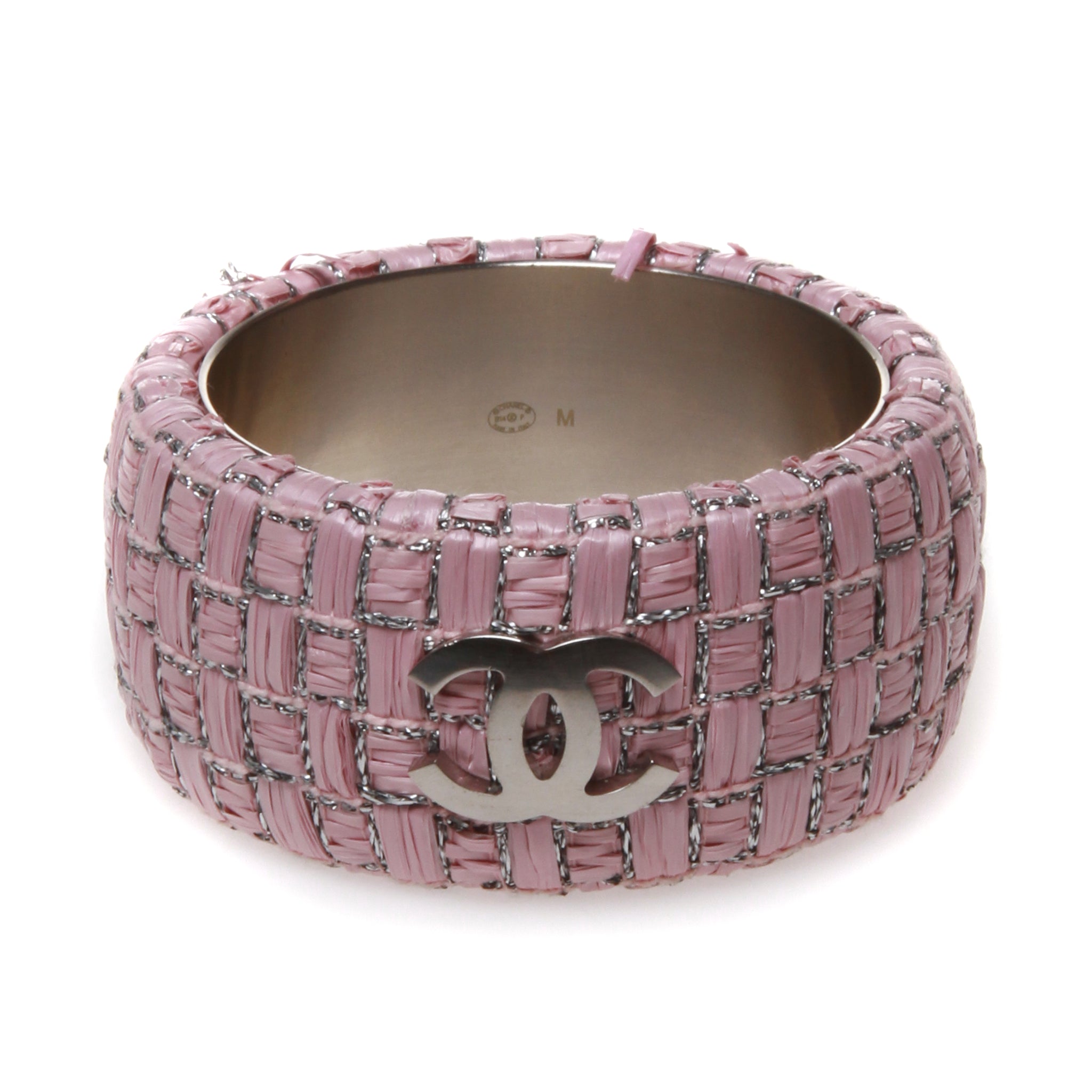 Chanel Pink Woven CC Cuff Bracelet