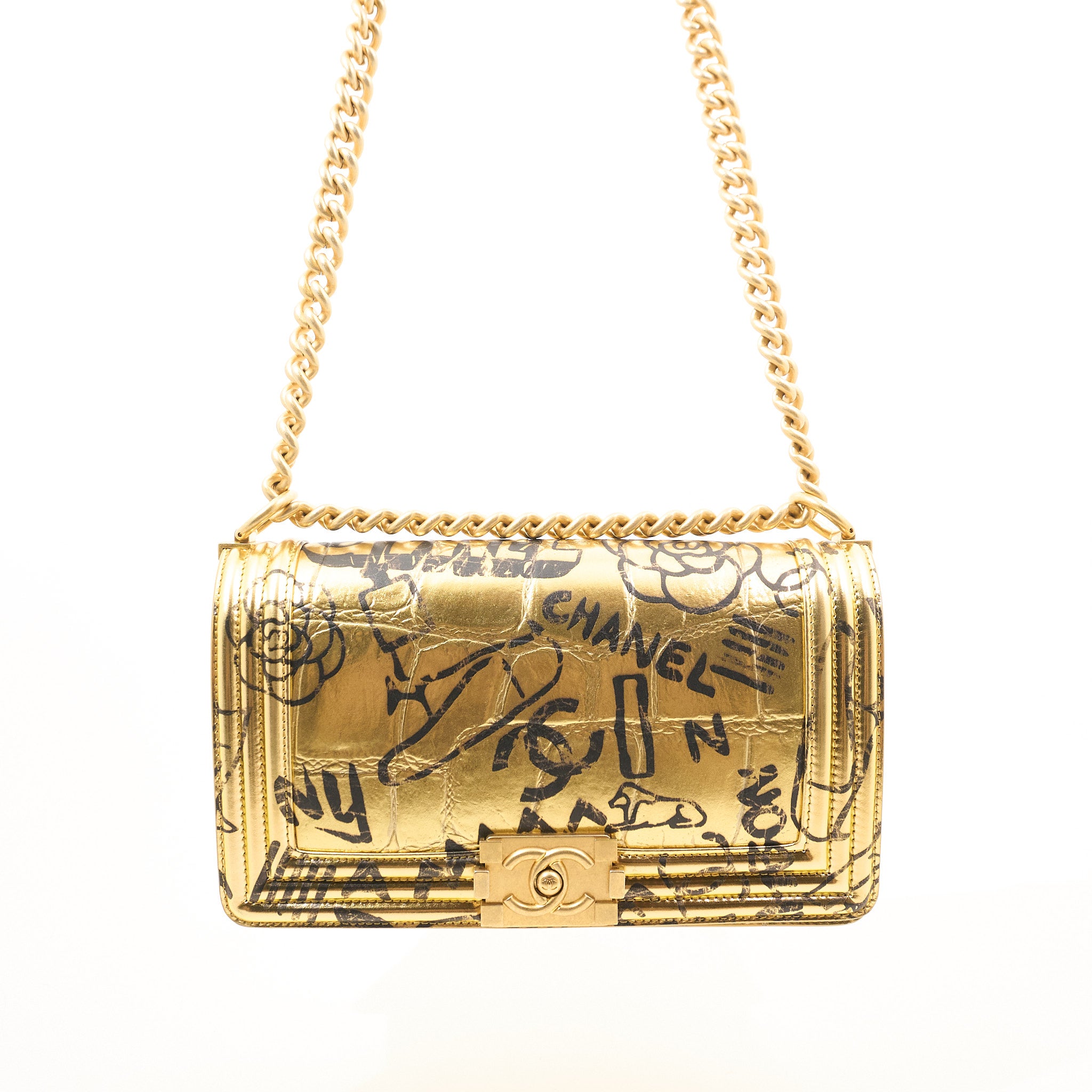 Chanel Gold Graffiti Boy Bag