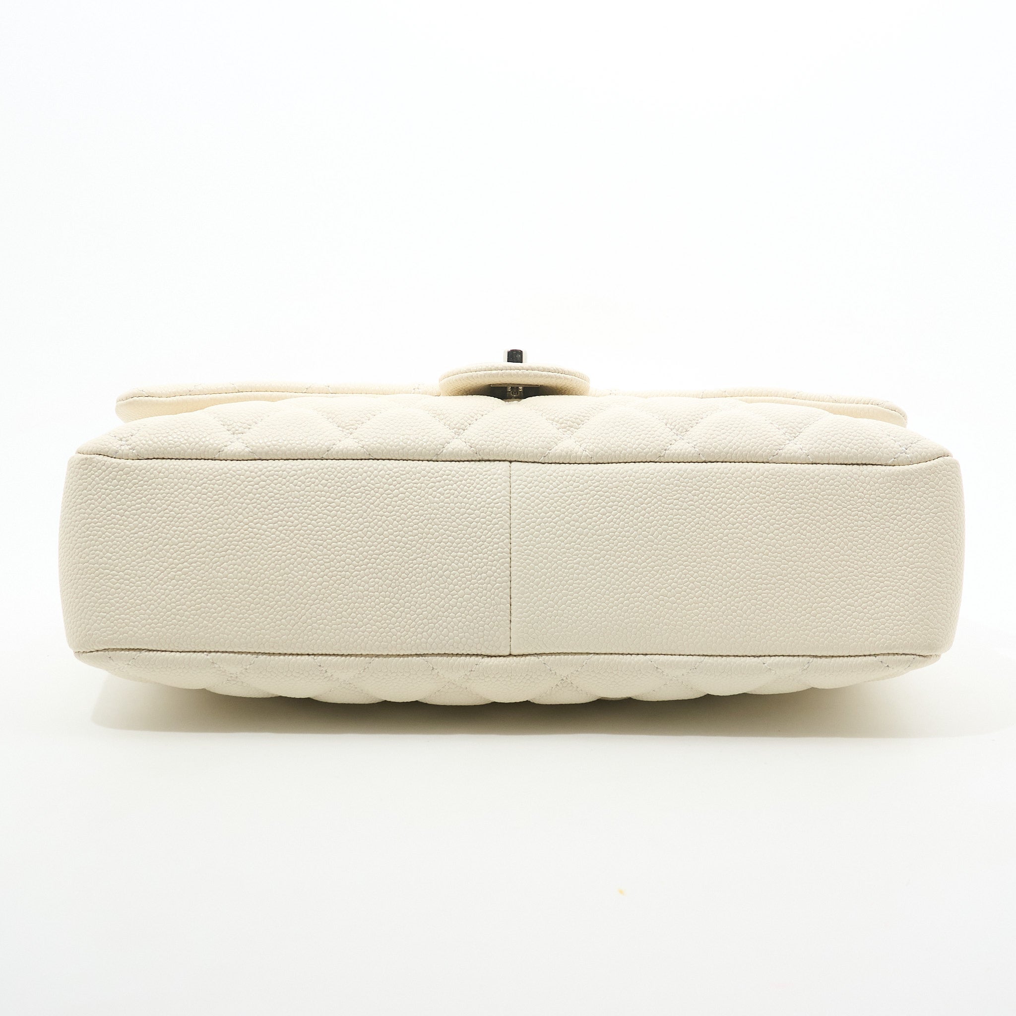 Chanel Jumbo White Caviar Camera Flap Bag PHW