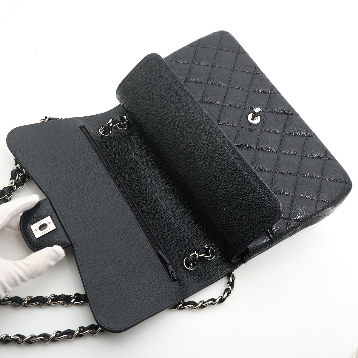 Chanel Jumbo Black Caviar Bag SHW