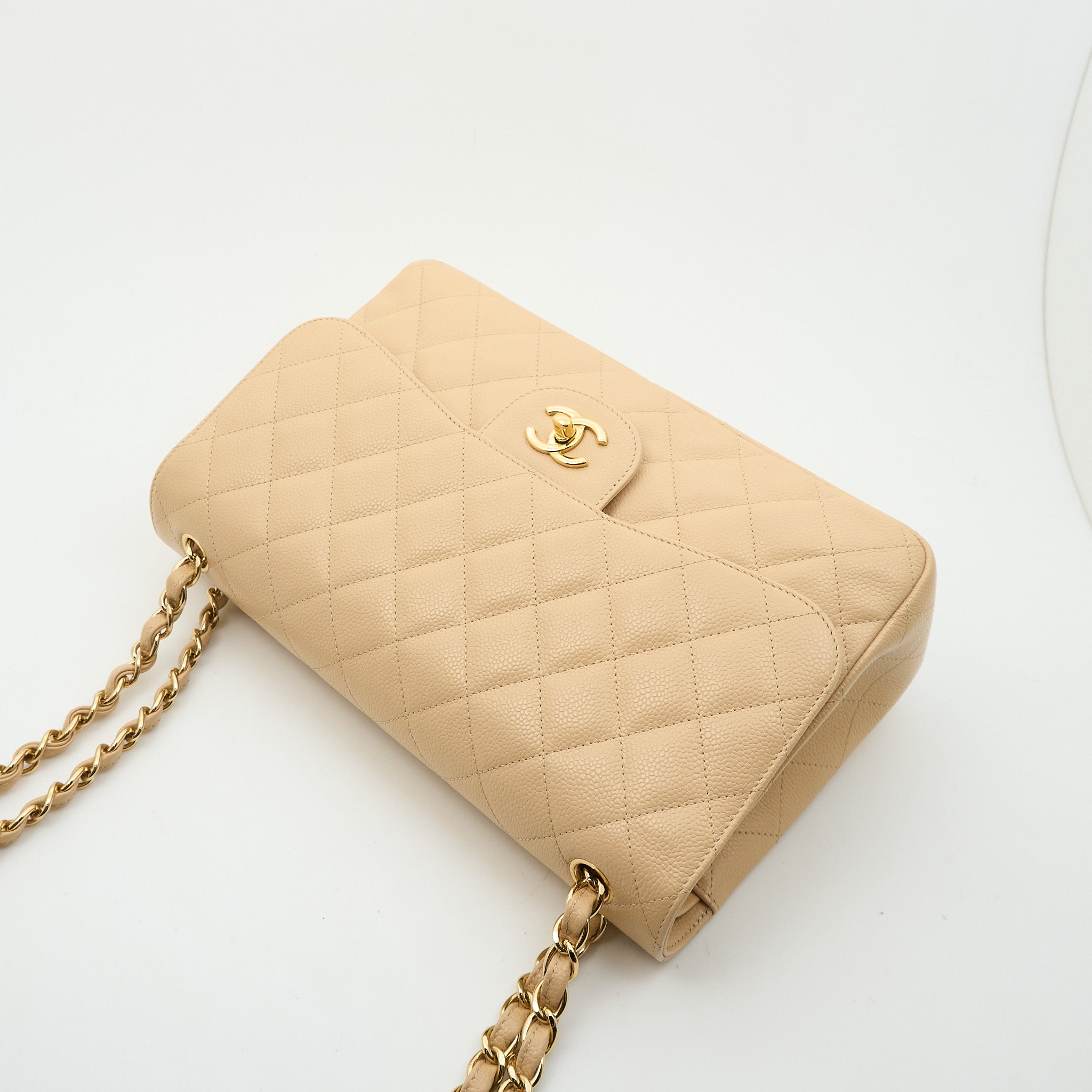 Chanel Jumbo Classic Double Flap Caviar Beige GHW