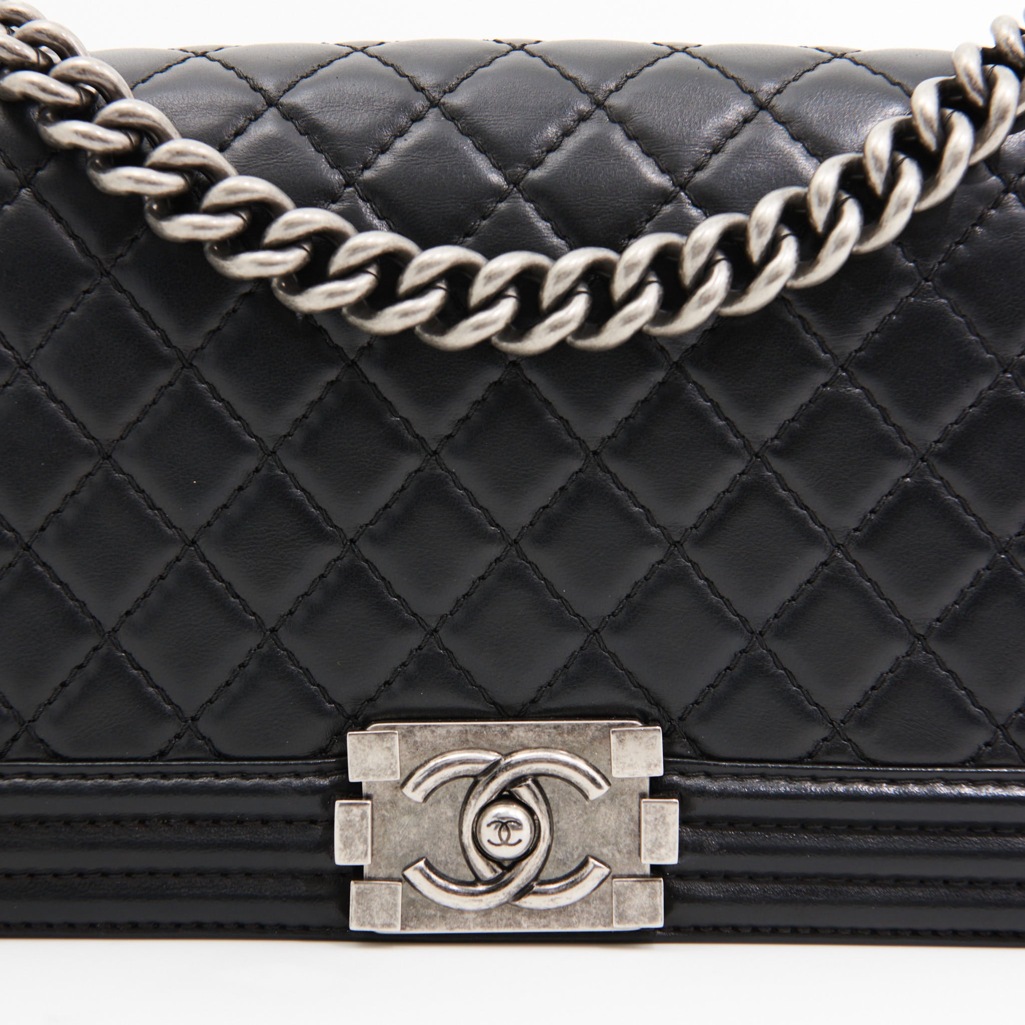 Chanel Lambskin Boy Bag Medium (Recolour) in Black SHW