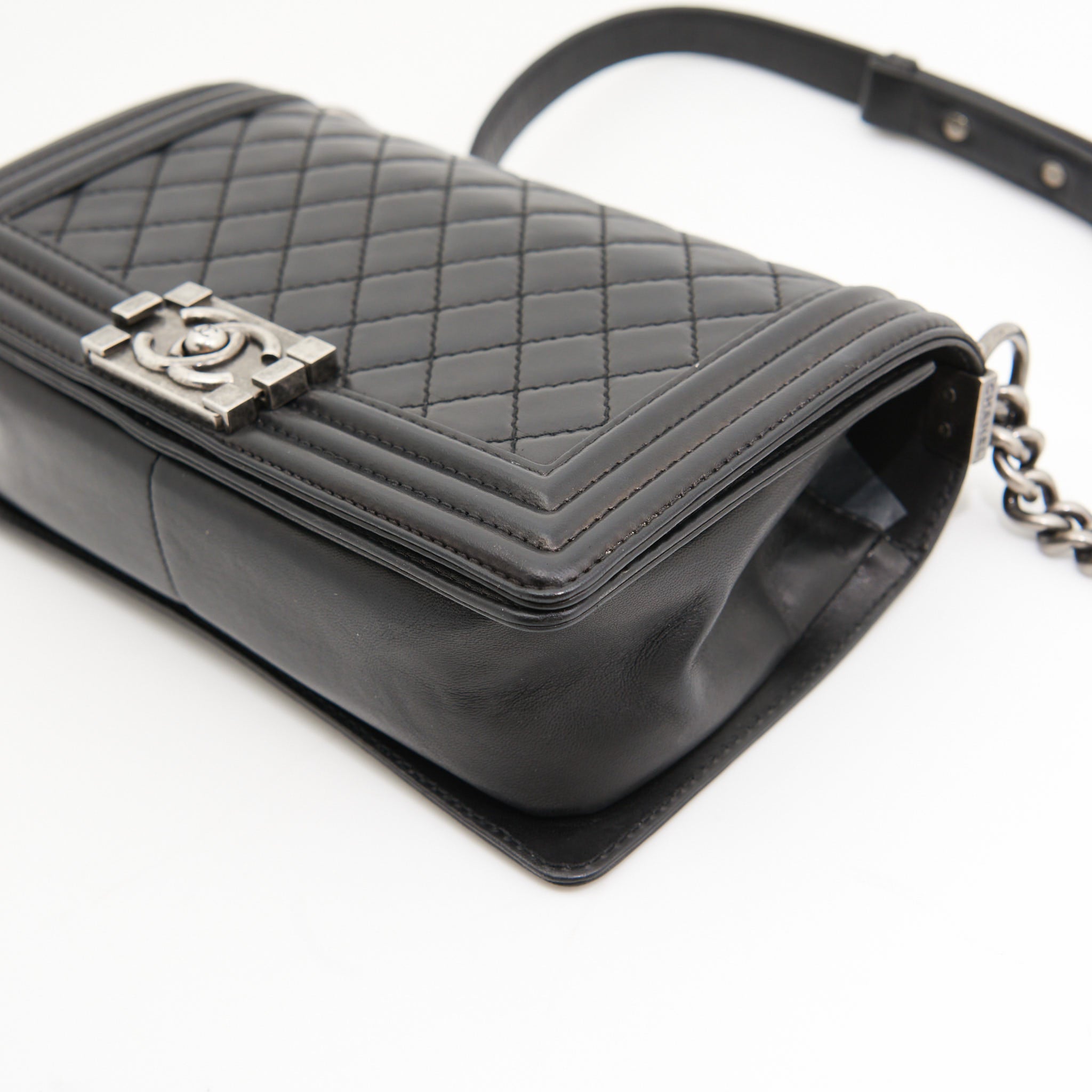 Chanel Lambskin Boy Bag Medium (Recolour) in Black SHW