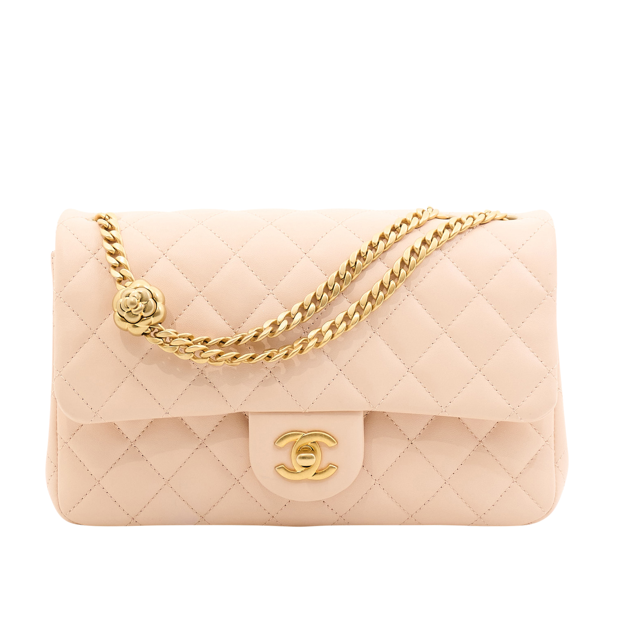 Chanel Lambskin Pearl Crush Flap Bag in Beige GHW